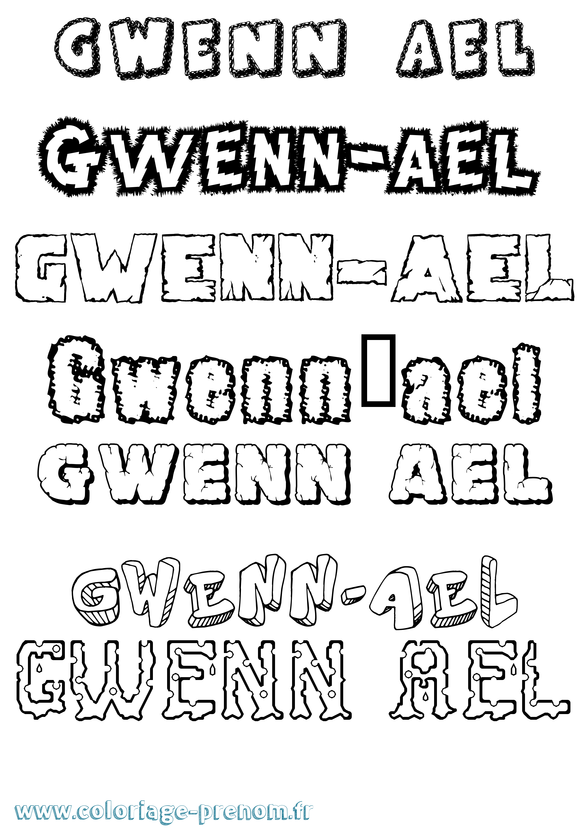 Coloriage Gwenn-Ael Destructuré Coloriage prénom Gwenn-Ael Destructuré