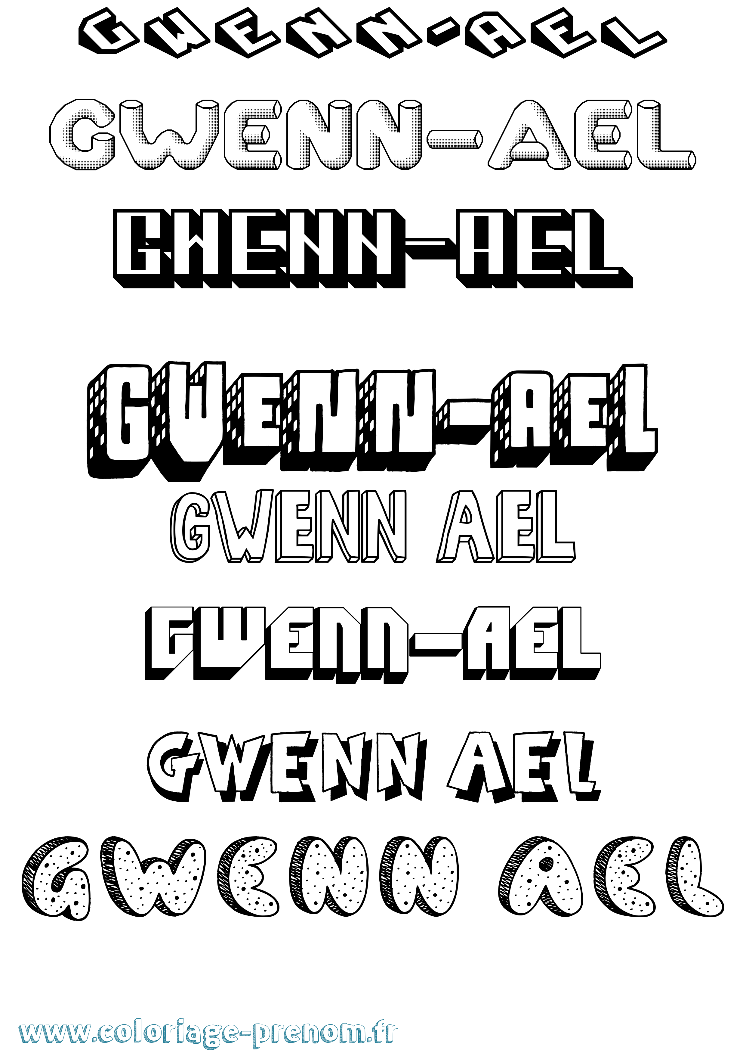 Coloriage Gwenn-Ael Effet 3D Coloriage prénom Gwenn-Ael Effet 3D