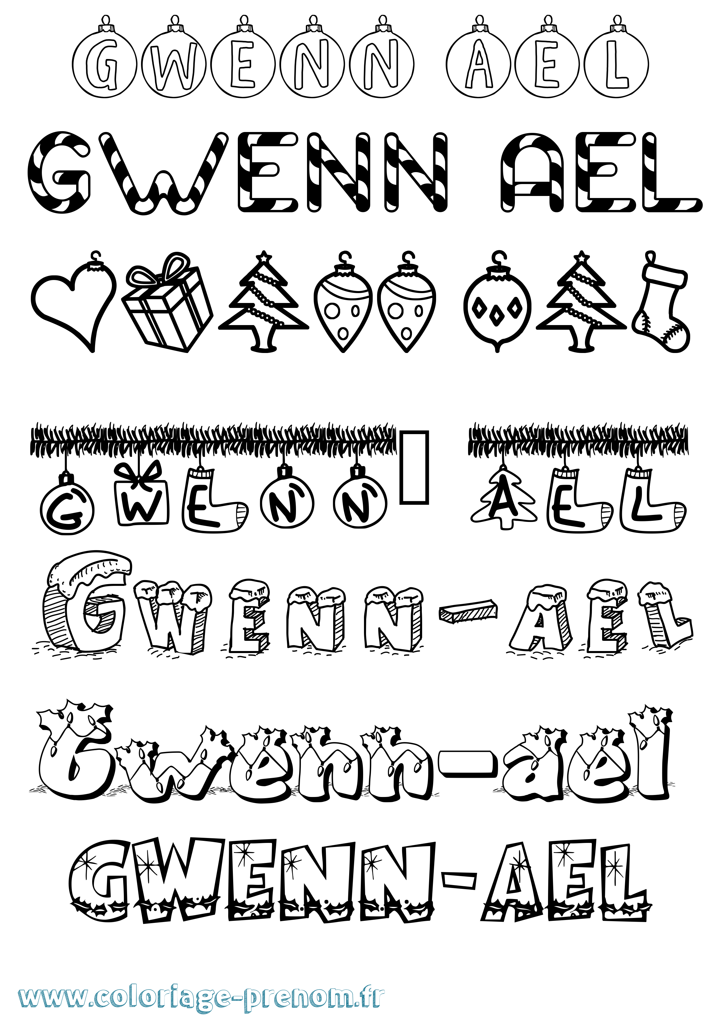 Coloriage Gwenn-Ael Noël Coloriage prénom Gwenn-Ael Noël