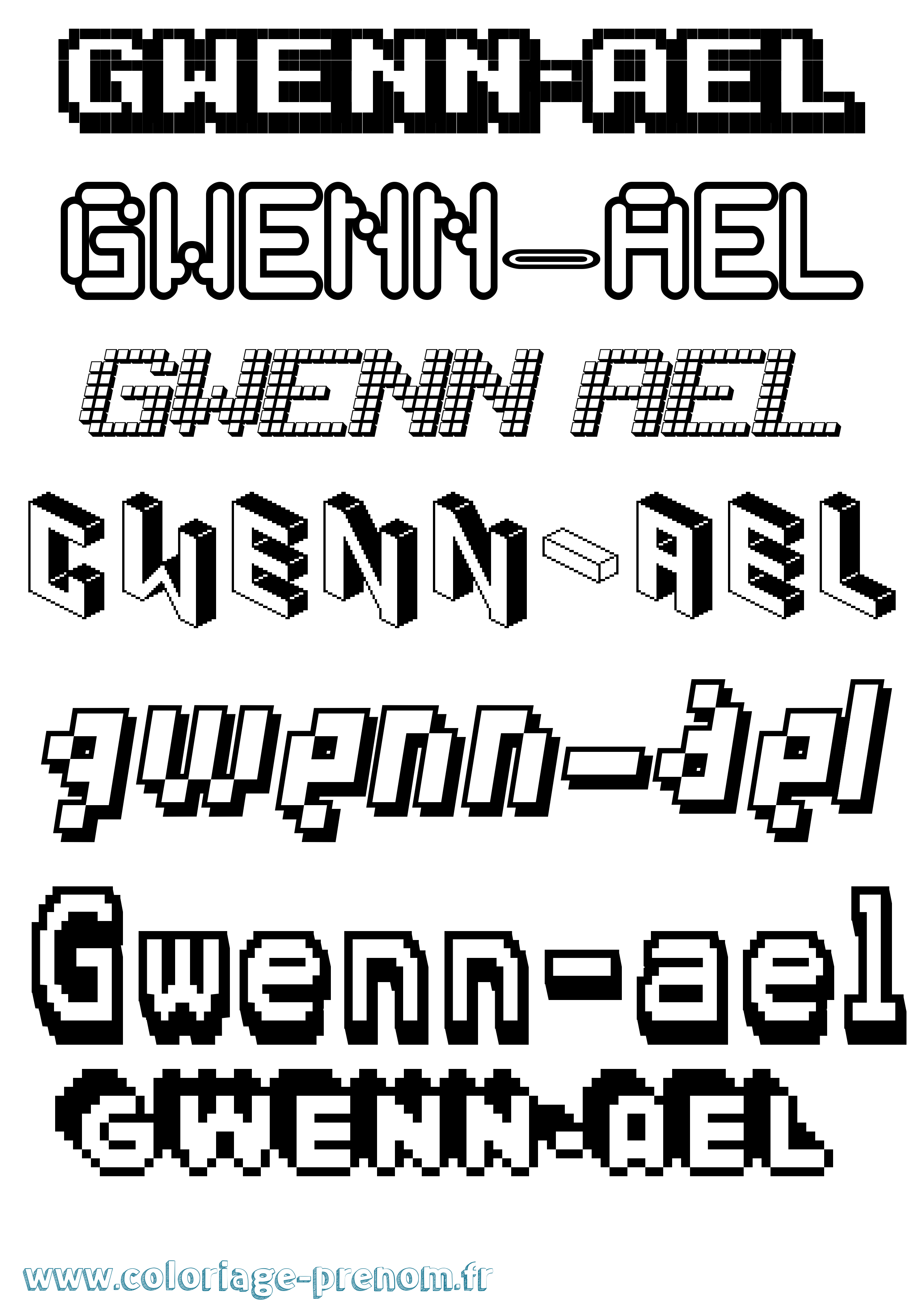 Coloriage Gwenn-Ael Pixel Coloriage prénom Gwenn-Ael Pixel