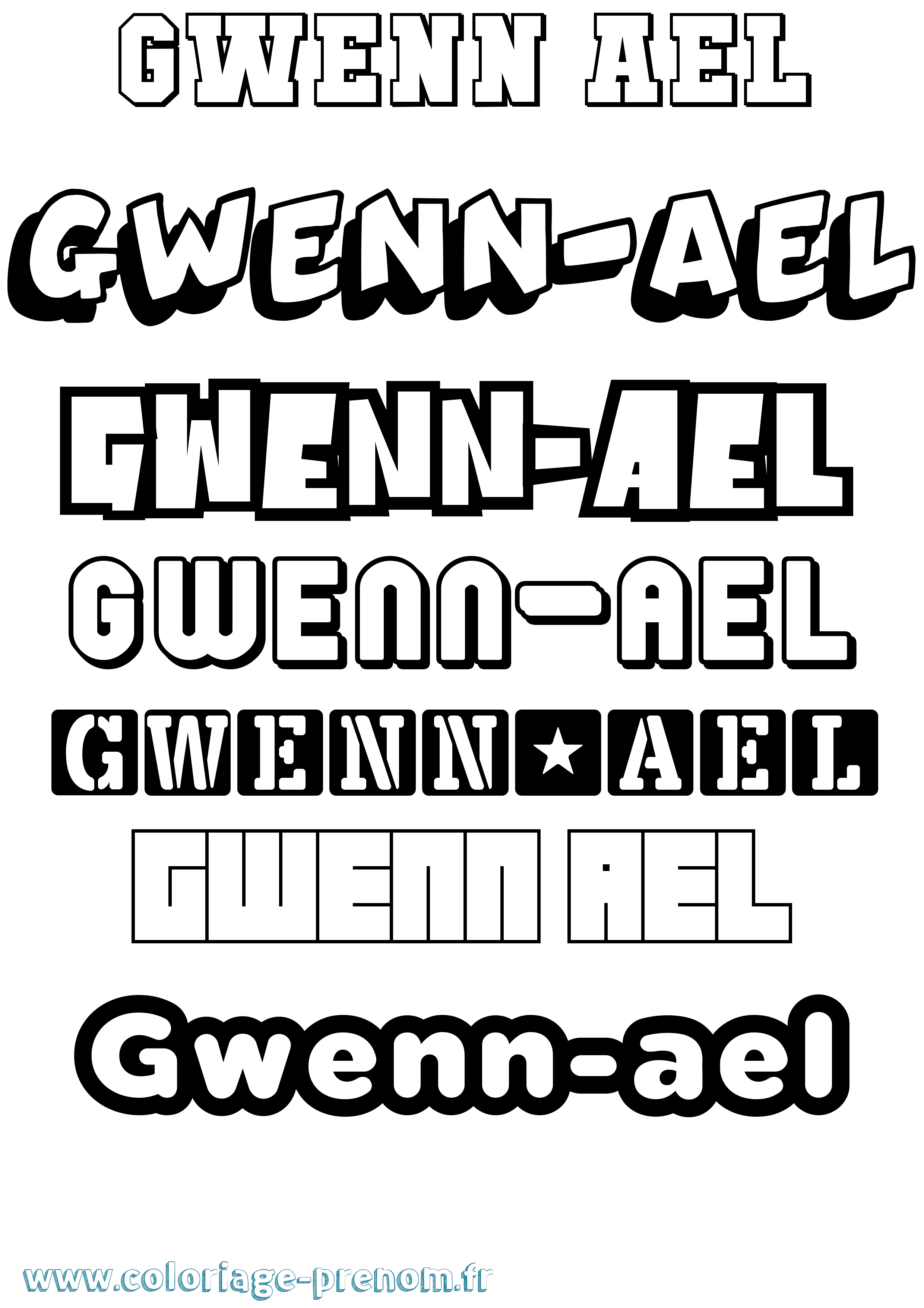 Coloriage Gwenn-Ael Simple Coloriage prénom Gwenn-Ael Simple