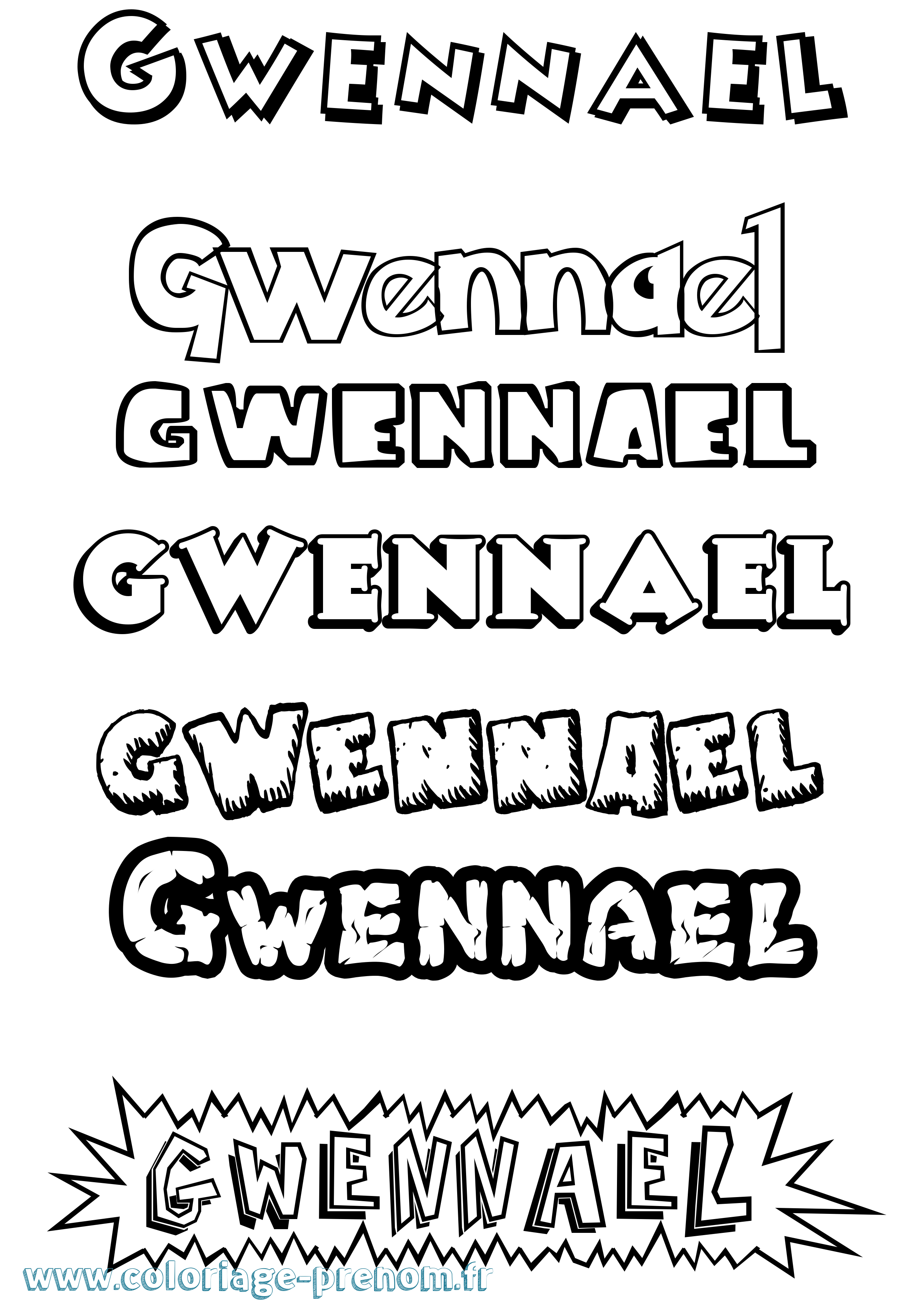 Coloriage Gwennael Dessin Animé Coloriage prénom Gwennael Dessin Animé