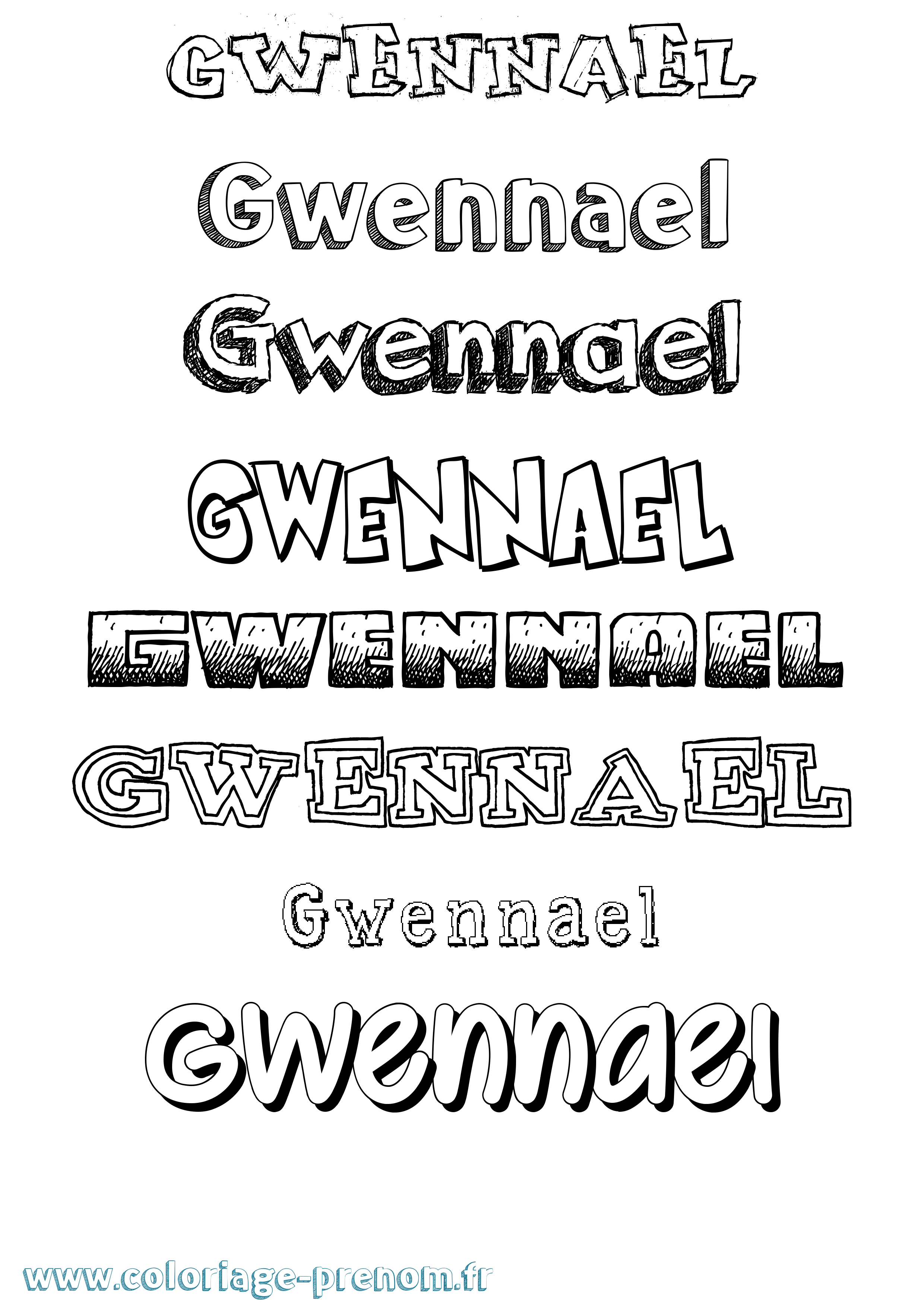 Coloriage Gwennael Dessiné Coloriage prénom Gwennael Dessiné