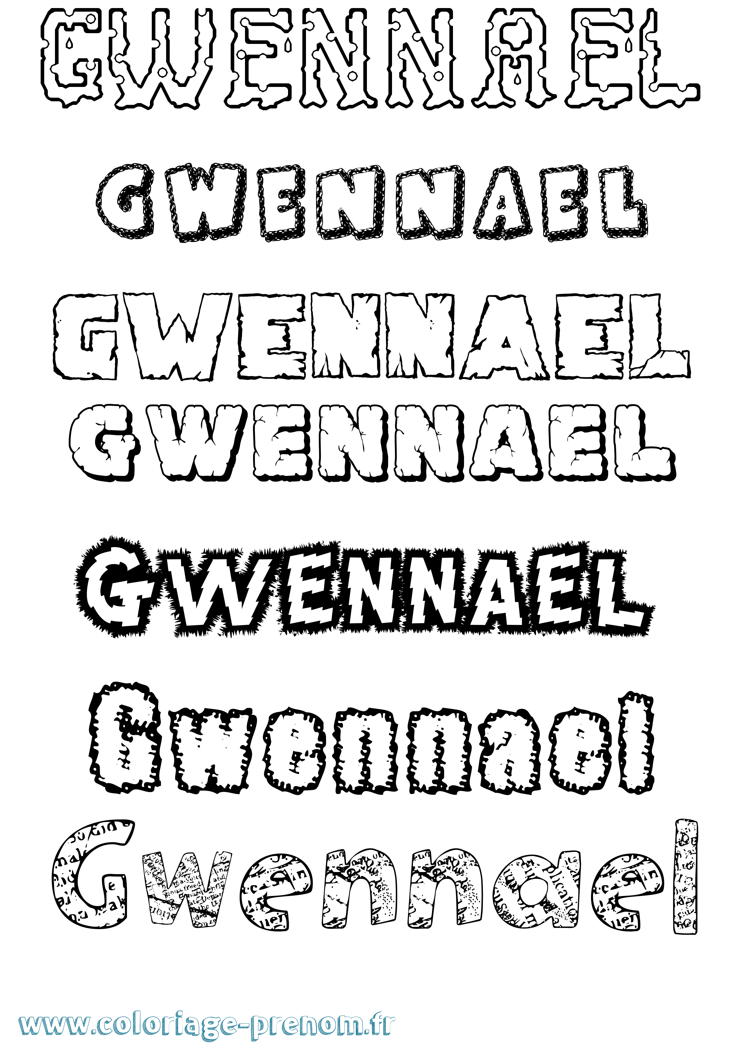 Coloriage Gwennael Destructuré Coloriage prénom Gwennael Destructuré