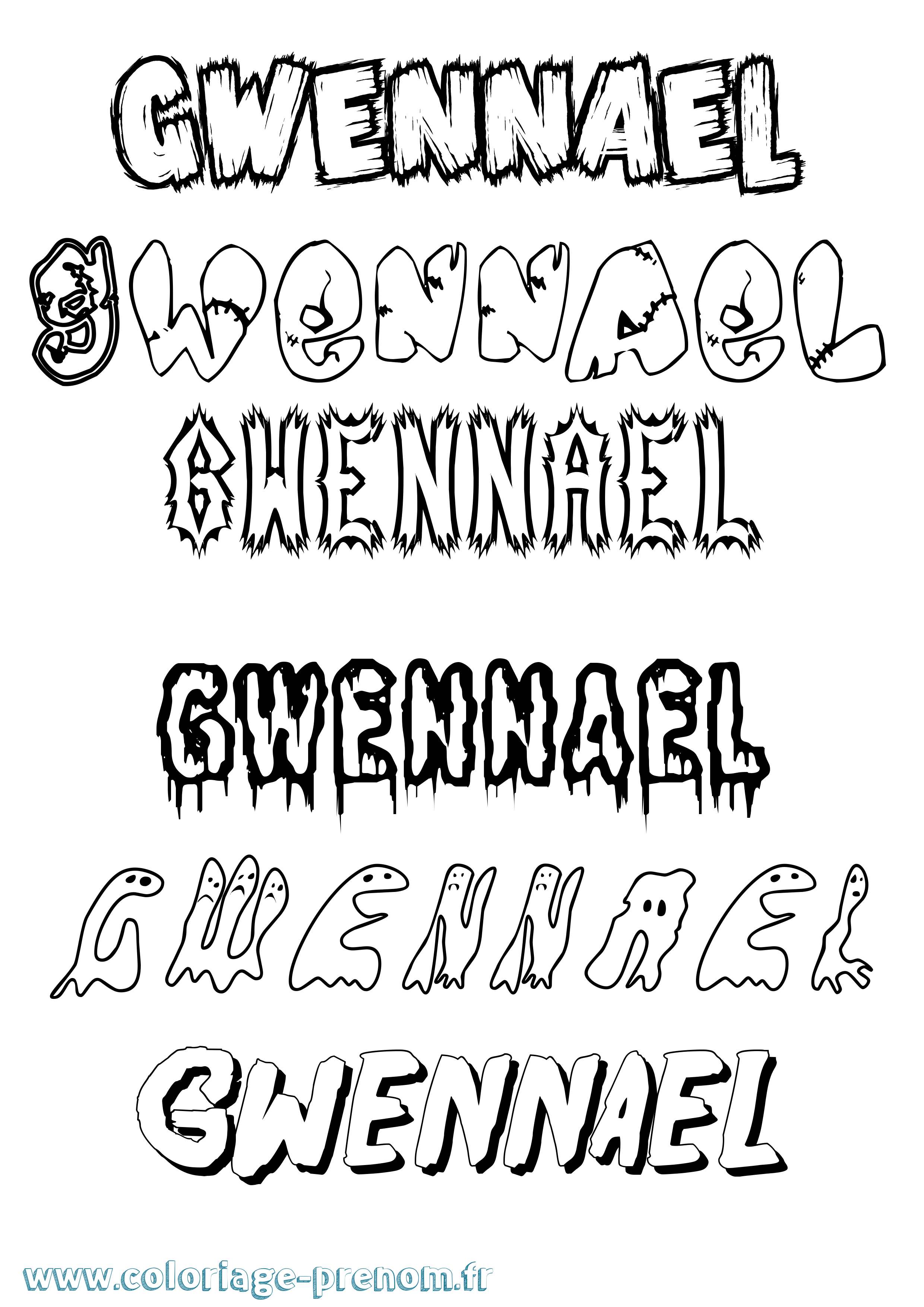 Coloriage Gwennael Frisson Coloriage prénom Gwennael Frisson