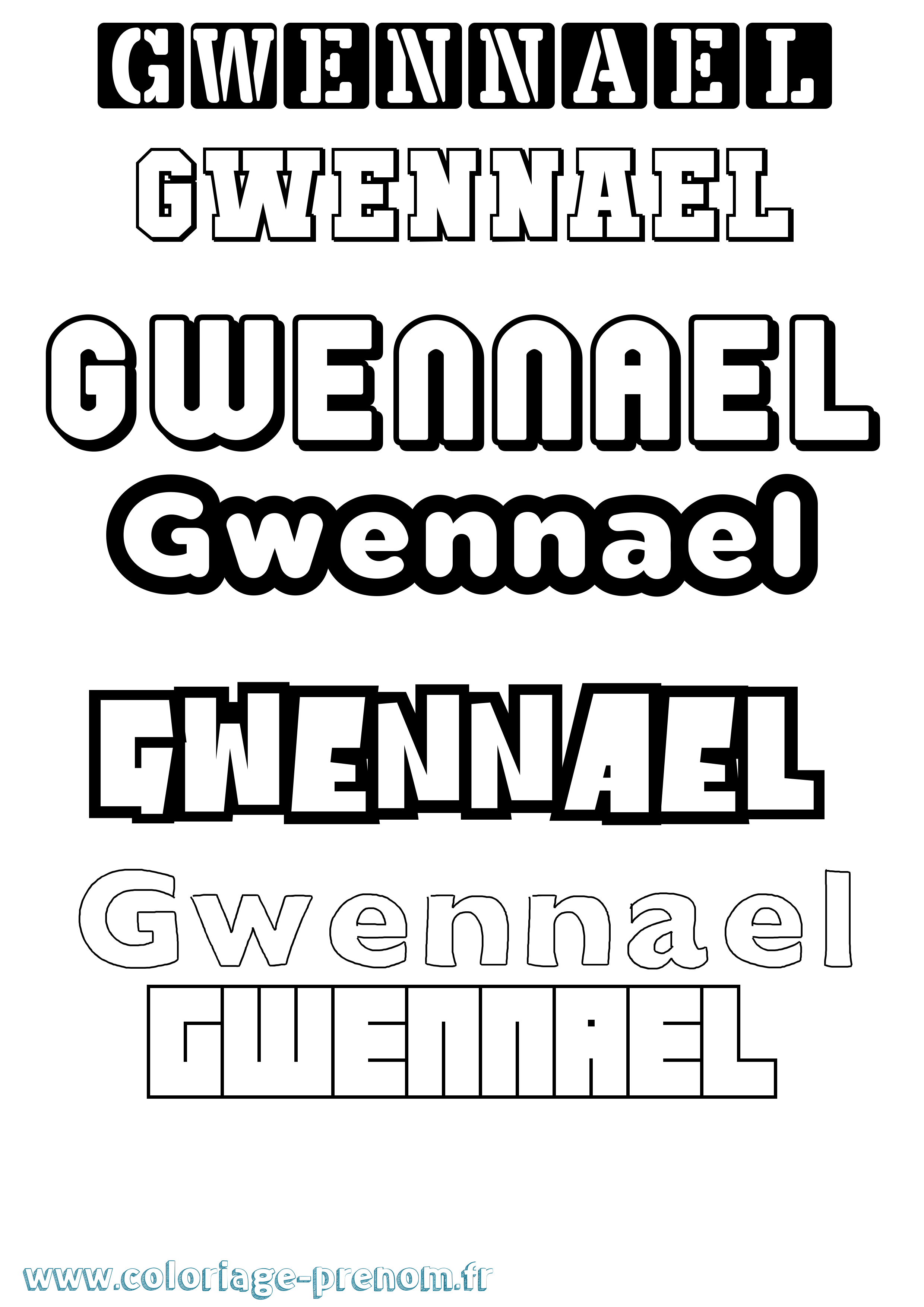Coloriage Gwennael Simple Coloriage prénom Gwennael Simple