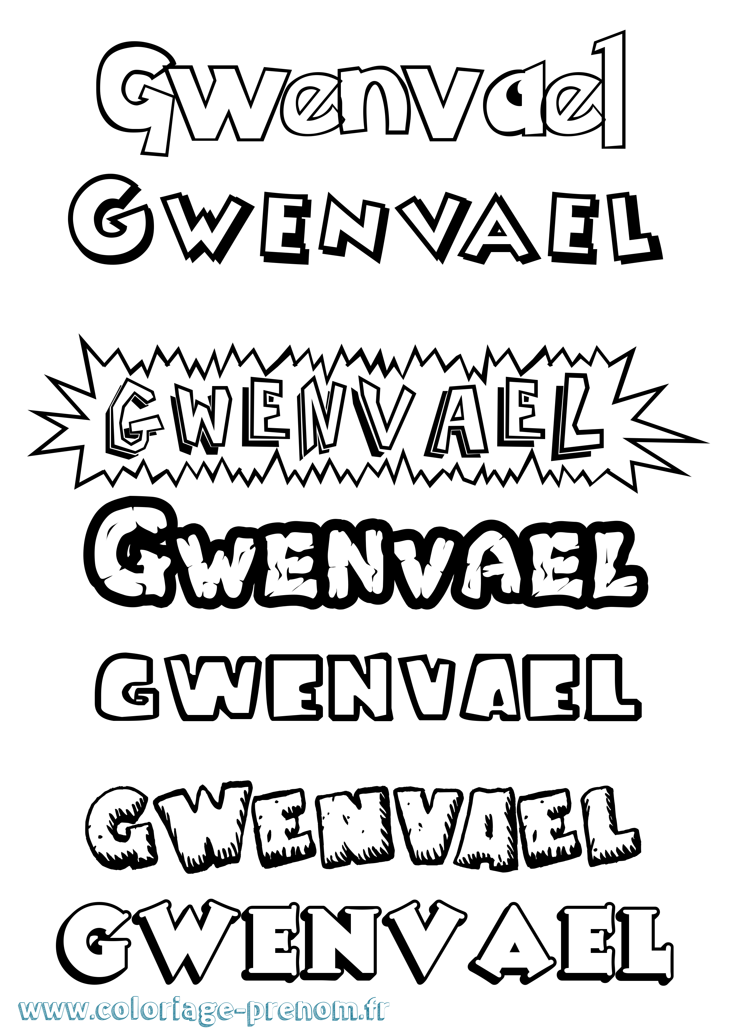 Coloriage Gwenvael Dessin Animé Coloriage prénom Gwenvael Dessin Animé