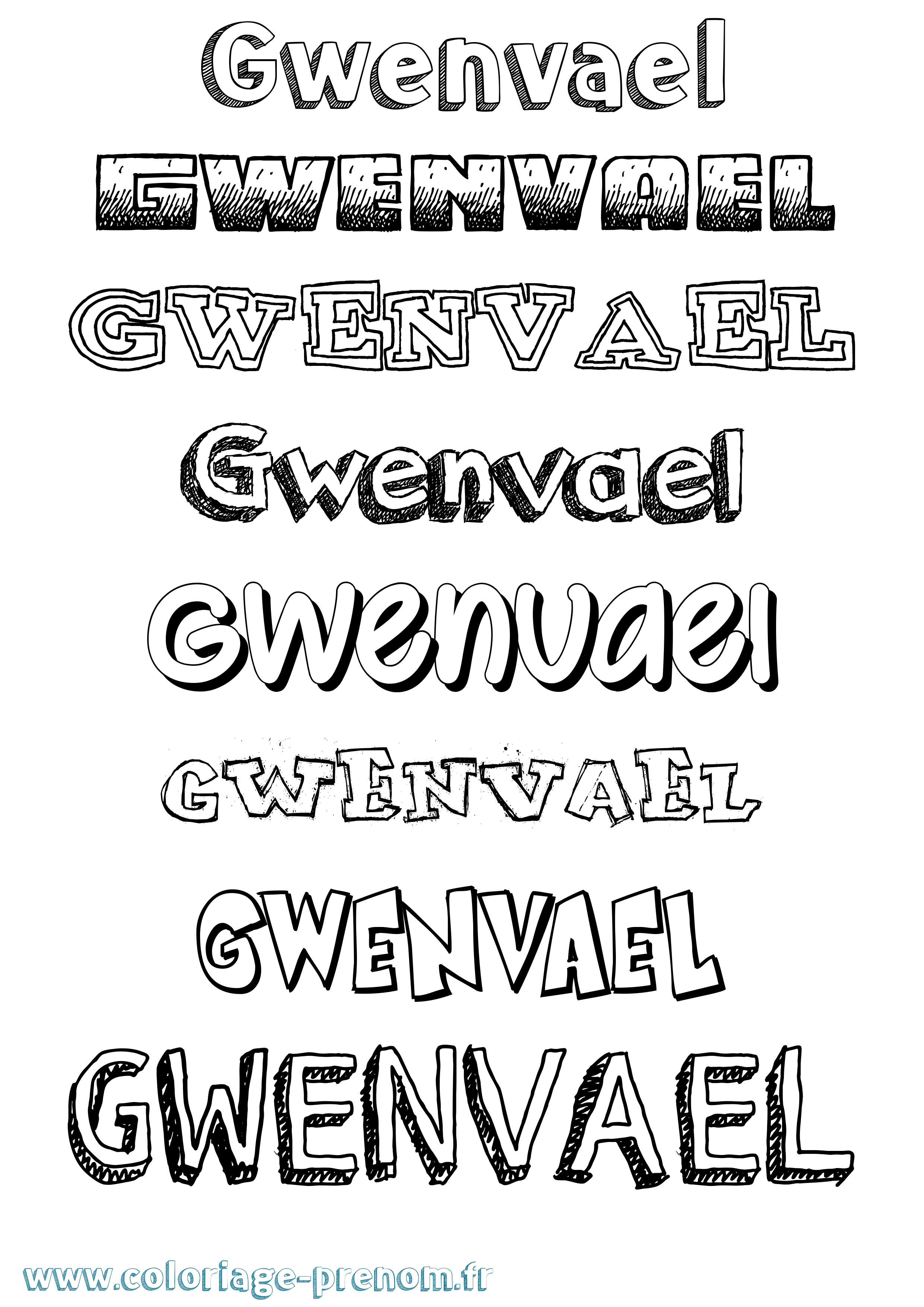 Coloriage Gwenvael Dessiné Coloriage prénom Gwenvael Dessiné