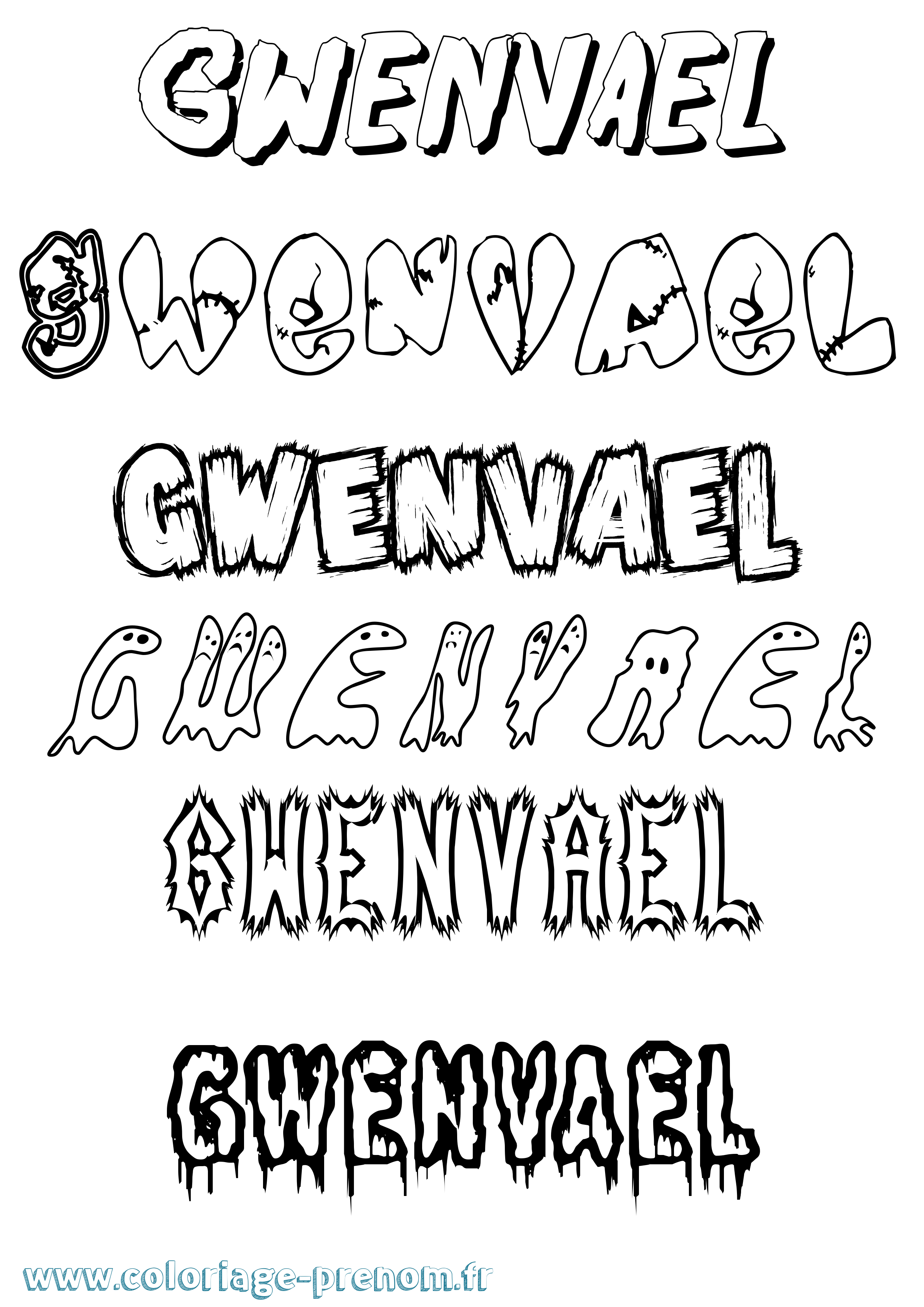 Coloriage Gwenvael Frisson Coloriage prénom Gwenvael Frisson
