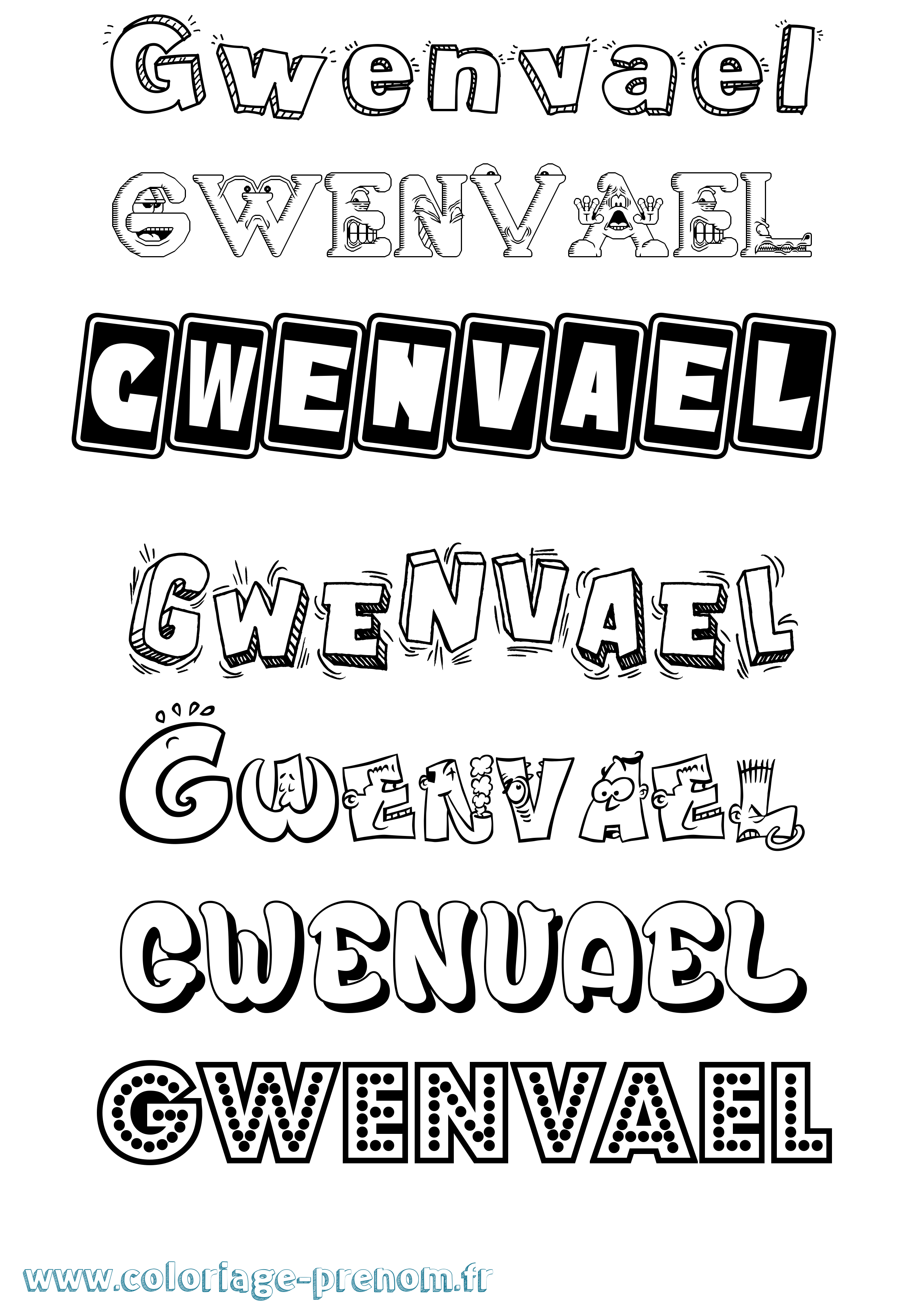 Coloriage Gwenvael Fun Coloriage prénom Gwenvael Fun