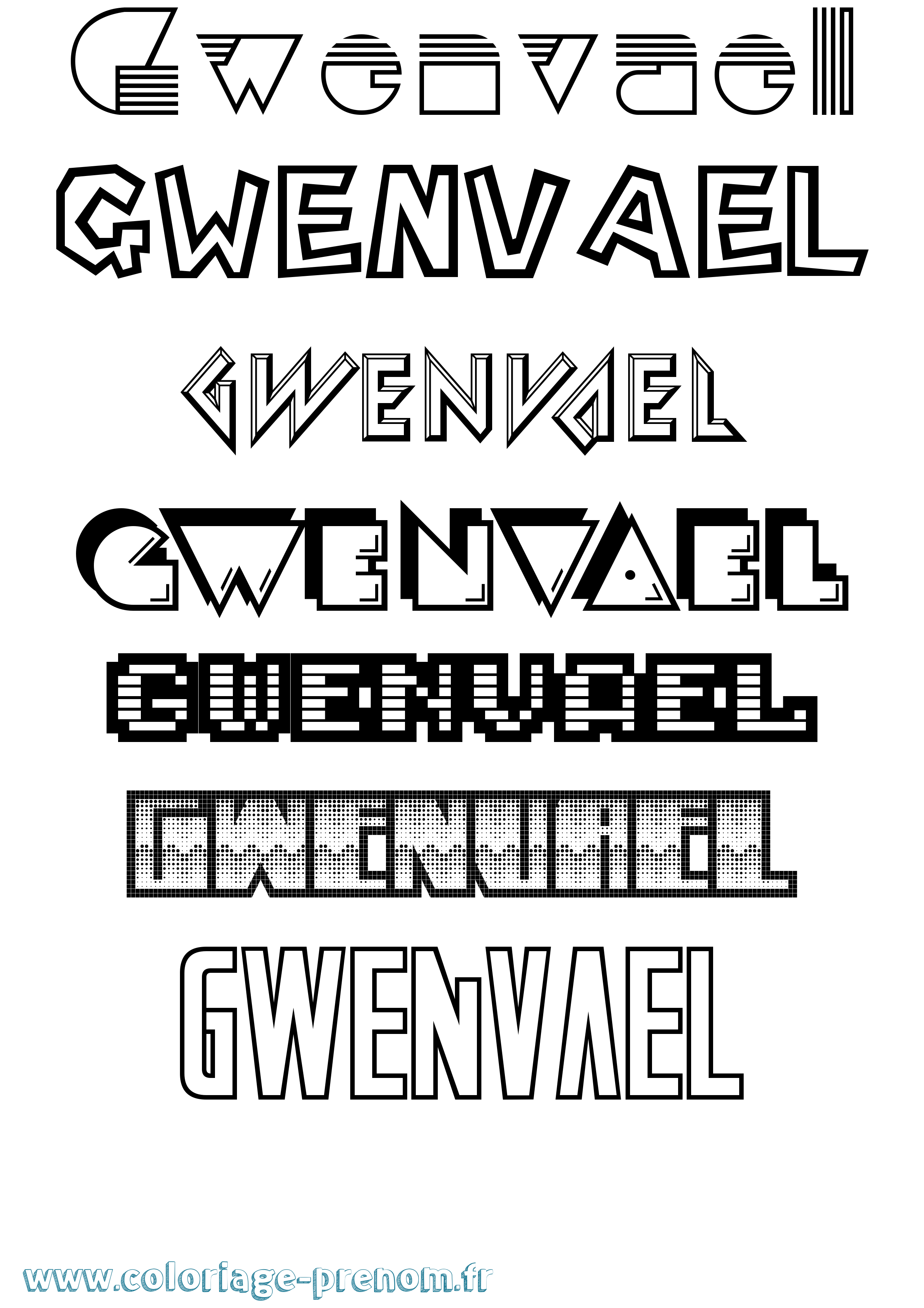 Coloriage Gwenvael Jeux Vidéos Coloriage prénom Gwenvael Jeux Vidéos