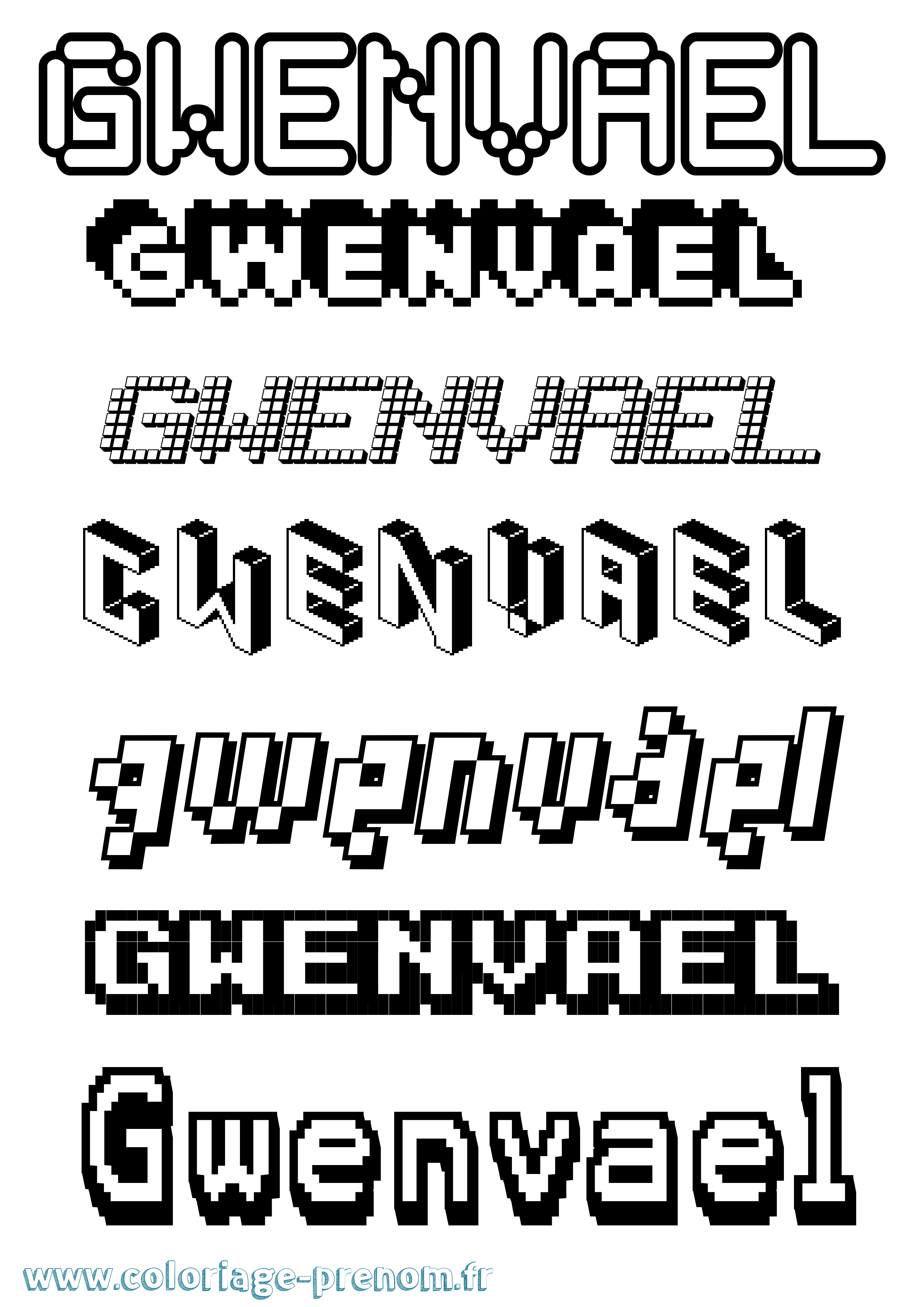 Coloriage Gwenvael Pixel Coloriage prénom Gwenvael Pixel
