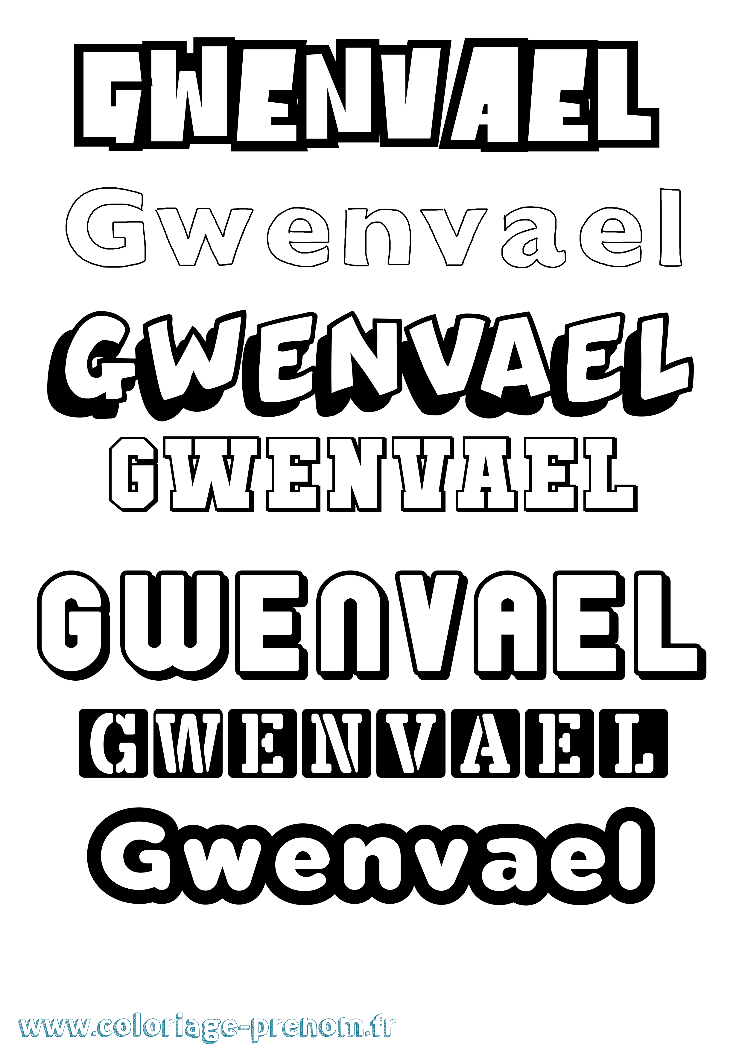 Coloriage Gwenvael Simple Coloriage prénom Gwenvael Simple