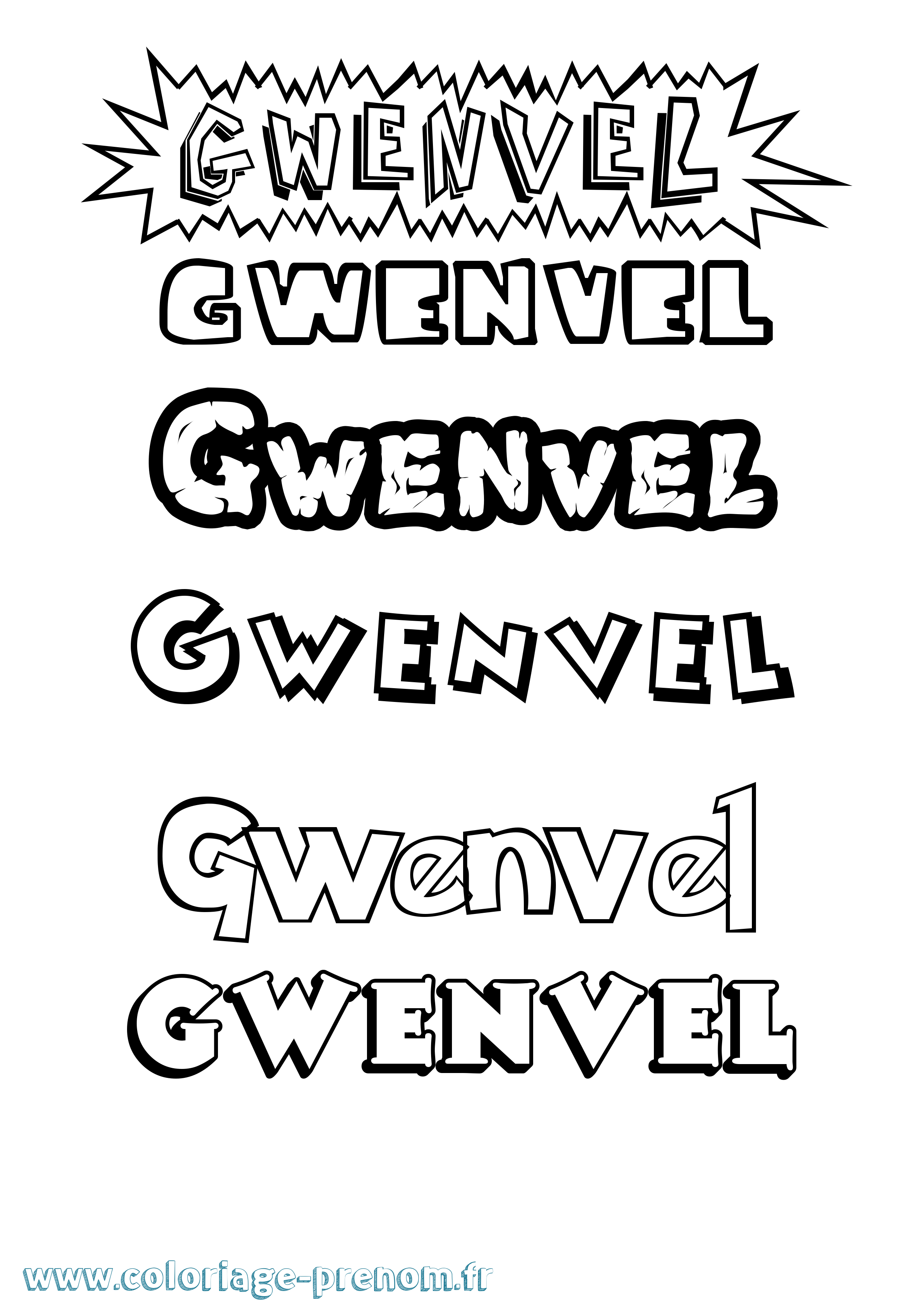 Coloriage Gwenvel Dessin Animé Coloriage prénom Gwenvel Dessin Animé