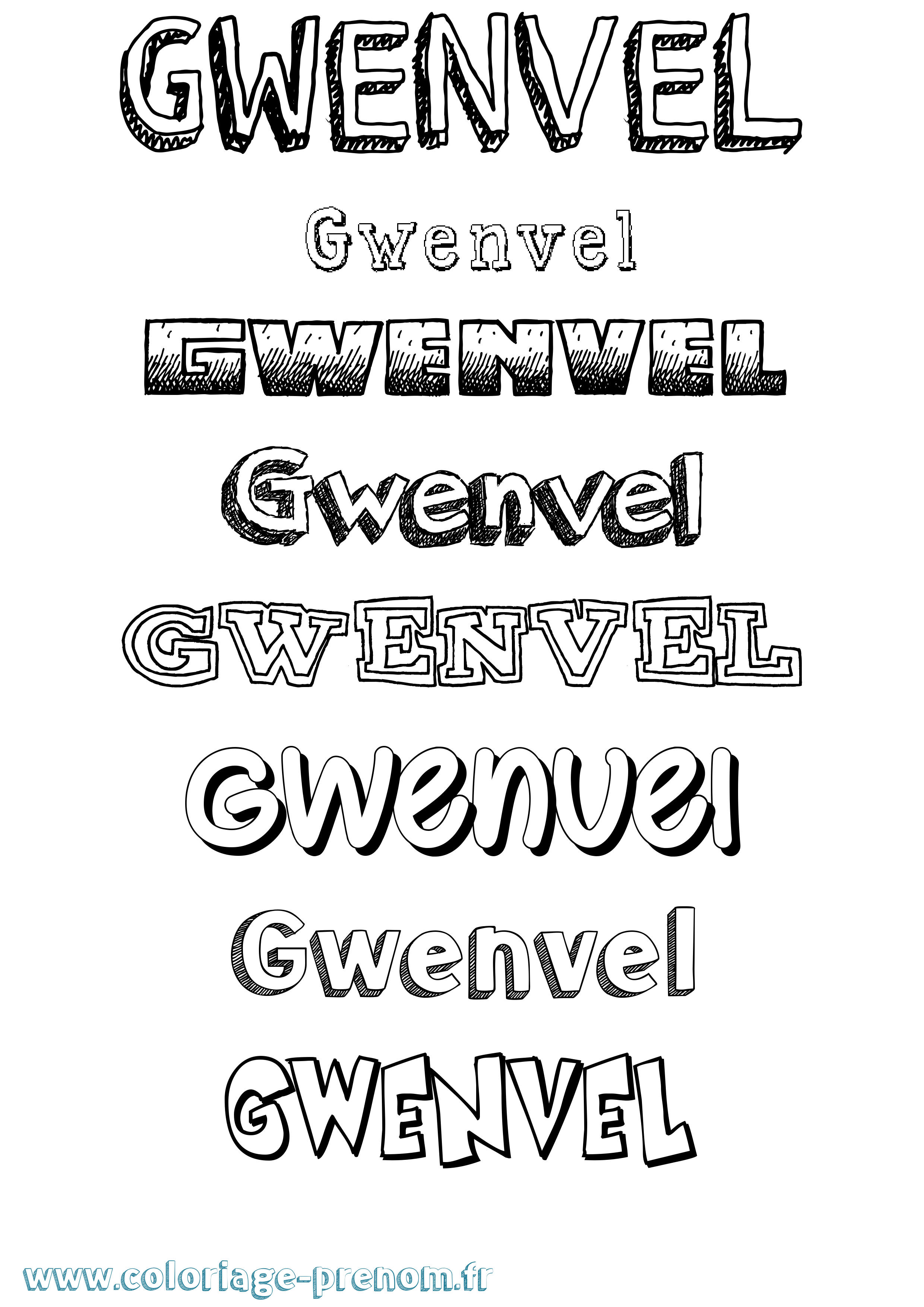 Coloriage Gwenvel Dessiné Coloriage prénom Gwenvel Dessiné