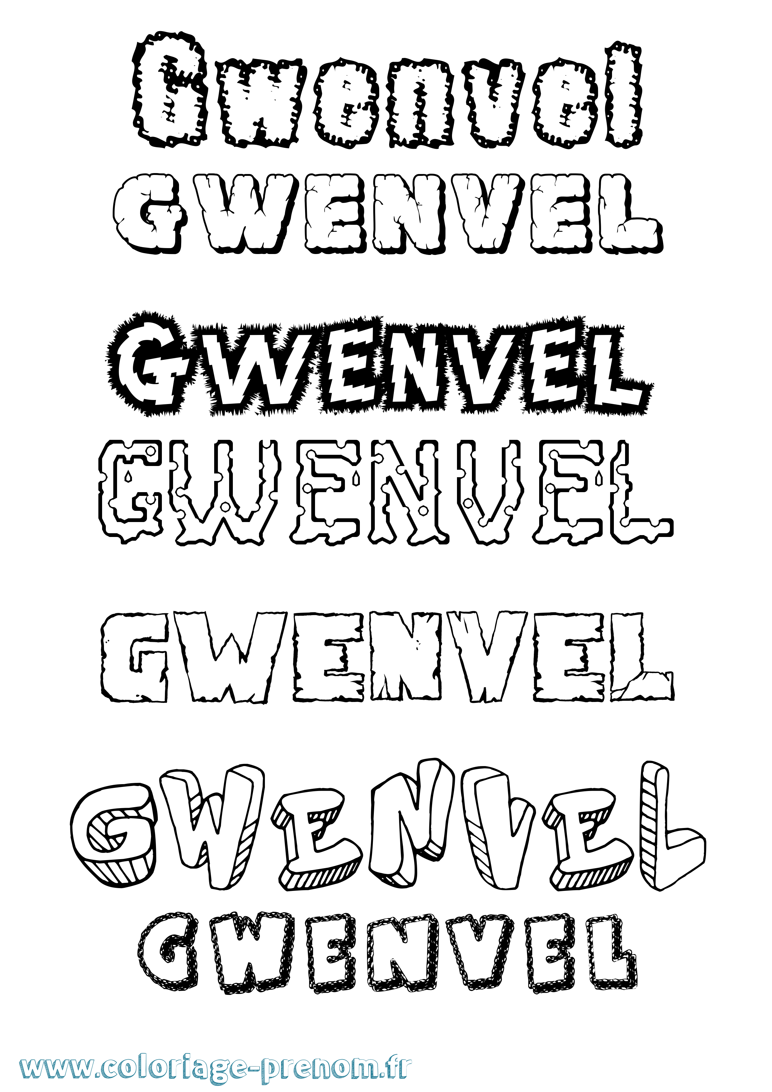 Coloriage Gwenvel Destructuré Coloriage prénom Gwenvel Destructuré