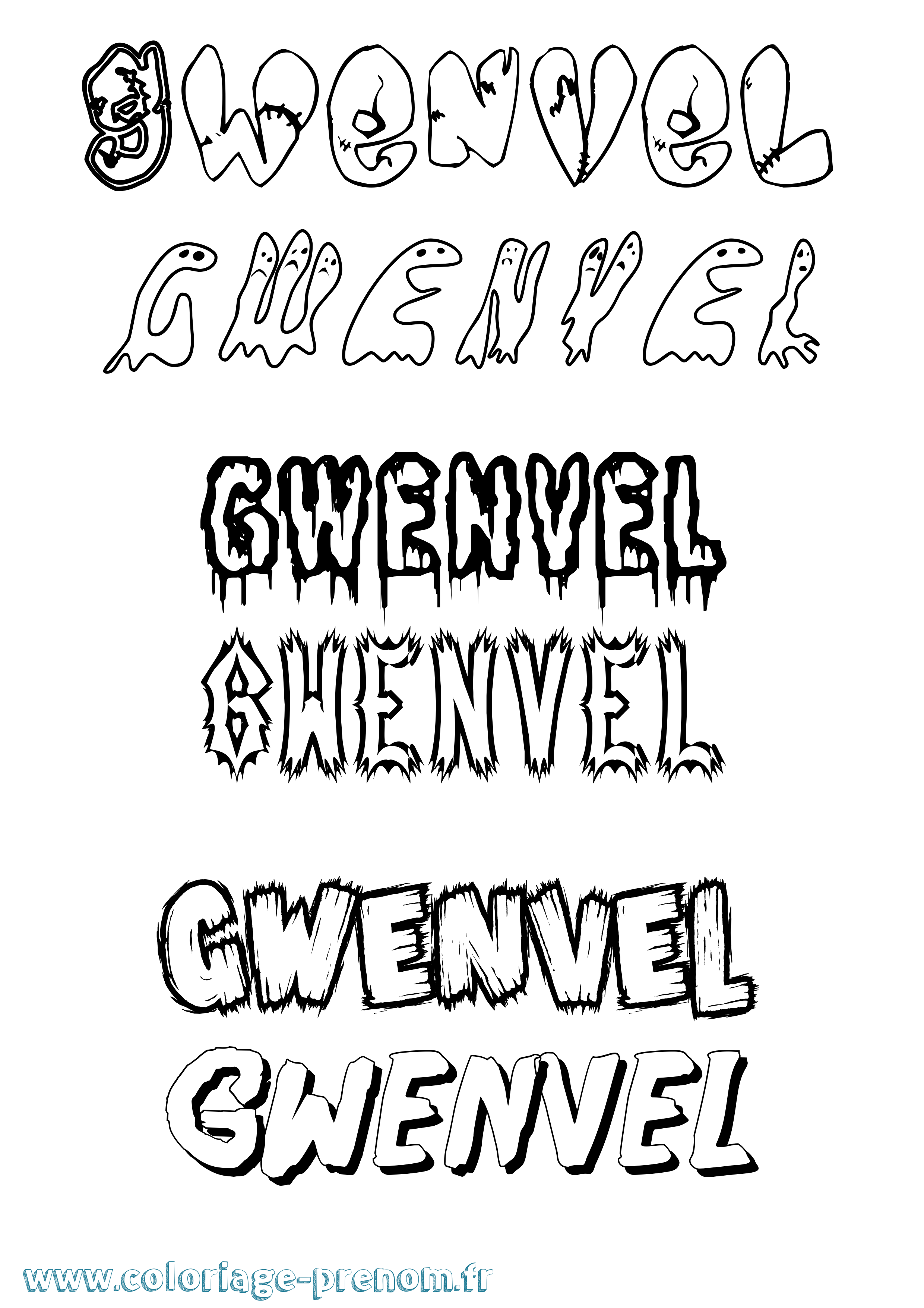 Coloriage Gwenvel Frisson Coloriage prénom Gwenvel Frisson