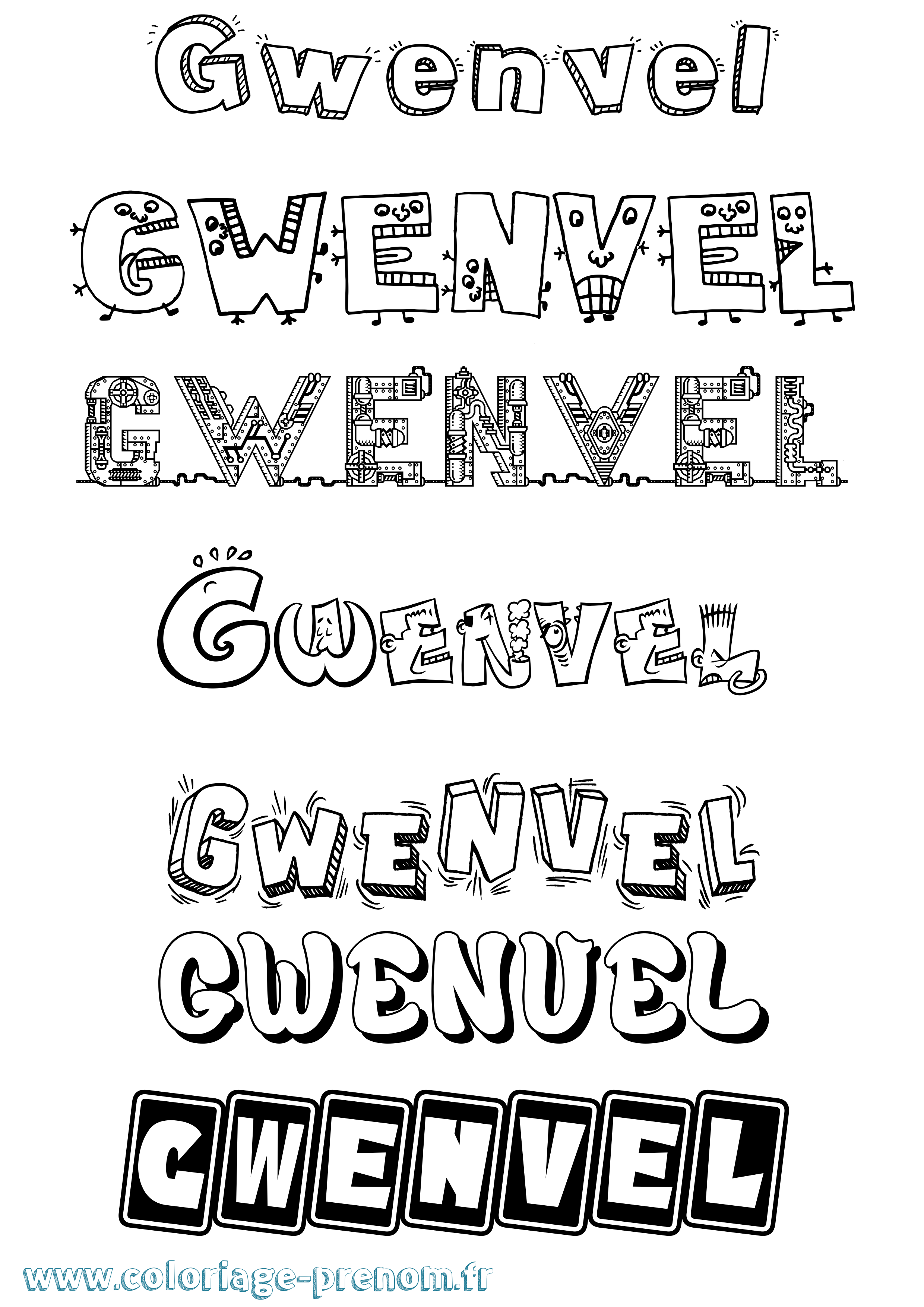 Coloriage Gwenvel Fun Coloriage prénom Gwenvel Fun
