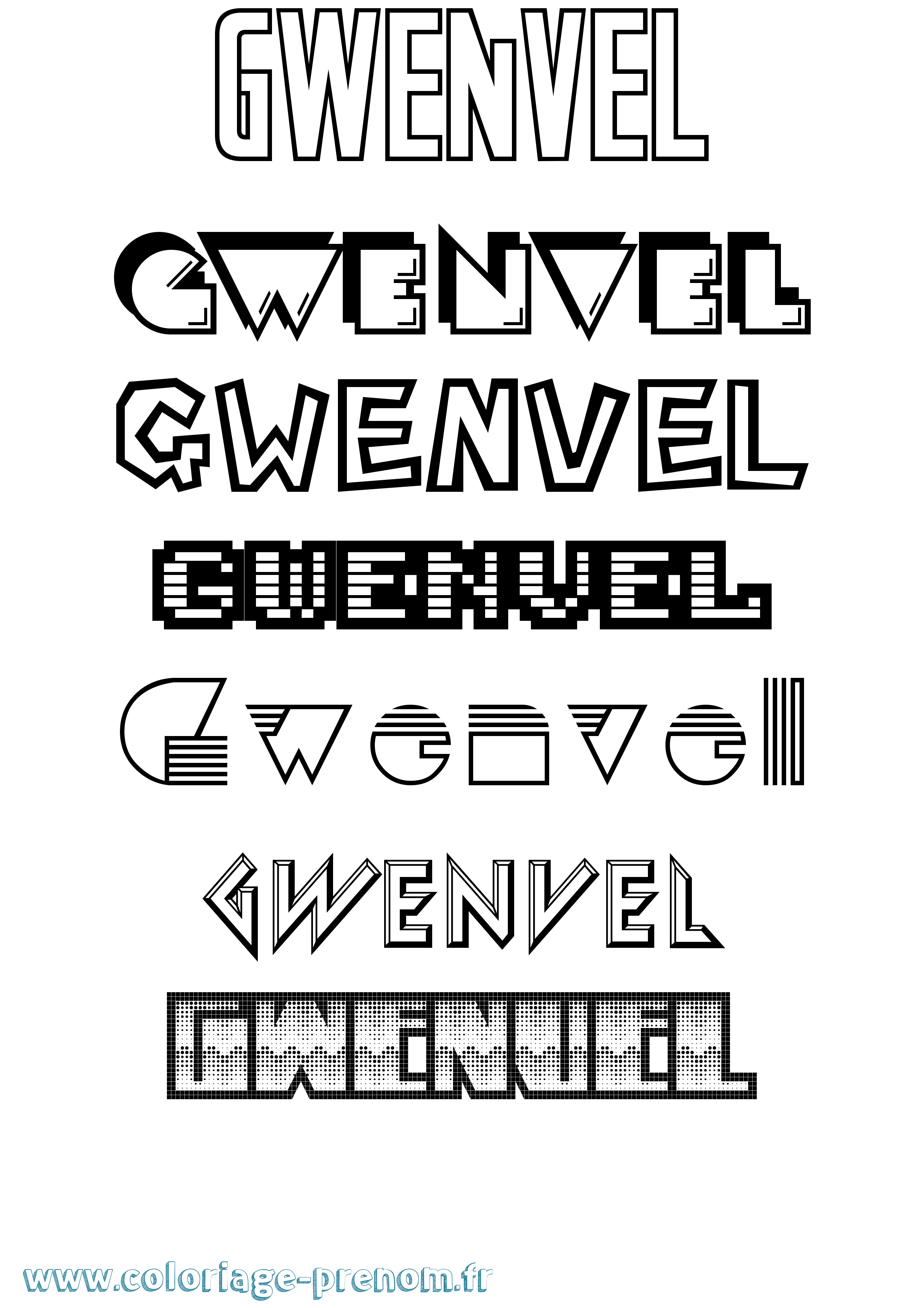 Coloriage Gwenvel Jeux Vidéos Coloriage prénom Gwenvel Jeux Vidéos