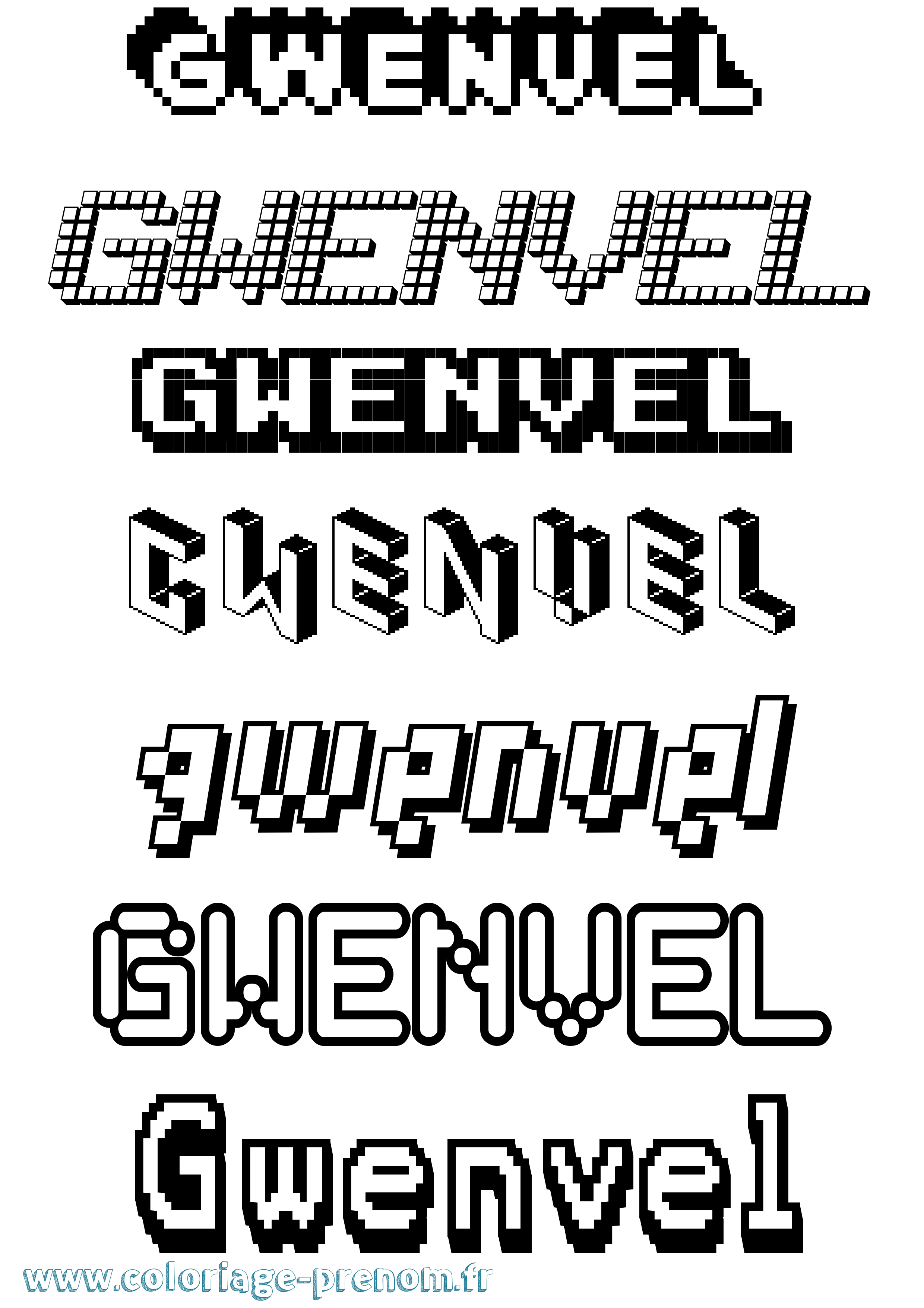 Coloriage Gwenvel Pixel Coloriage prénom Gwenvel Pixel