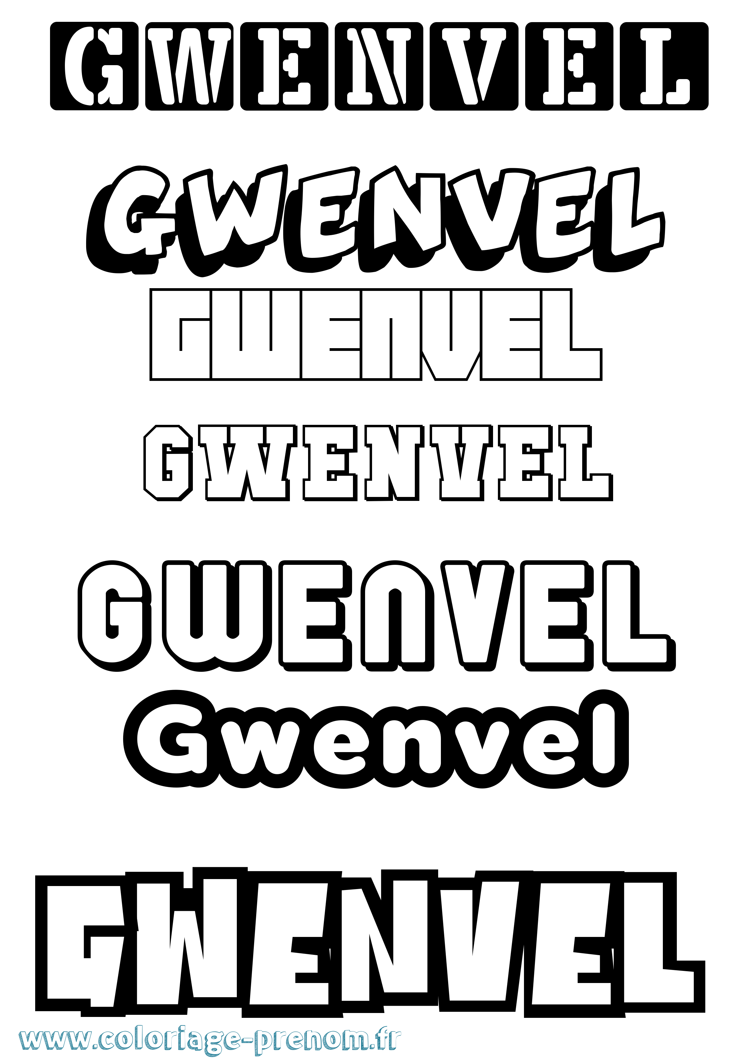 Coloriage Gwenvel Simple Coloriage prénom Gwenvel Simple