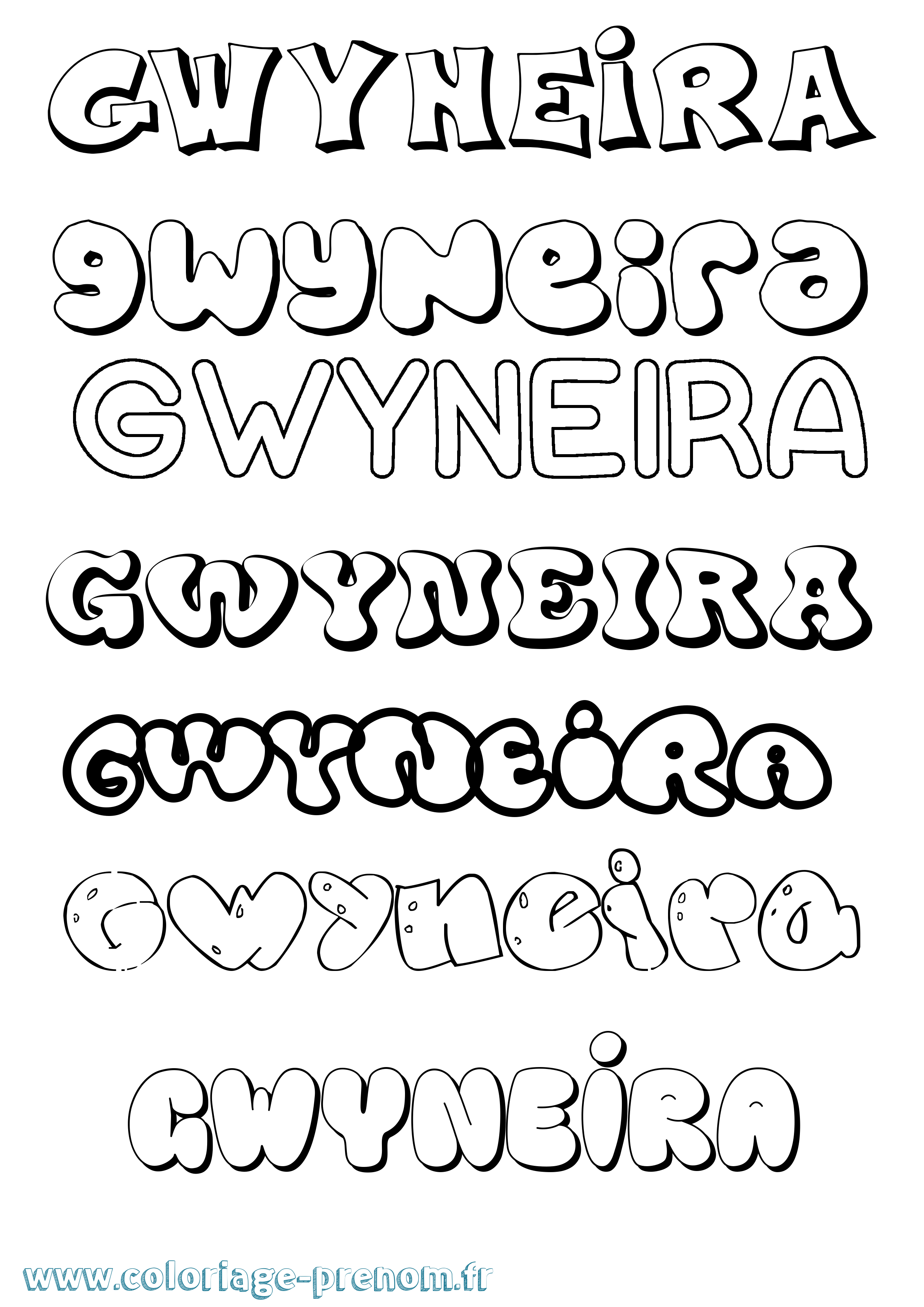 Coloriage Gwyneira Bubble Coloriage prénom Gwyneira Bubble