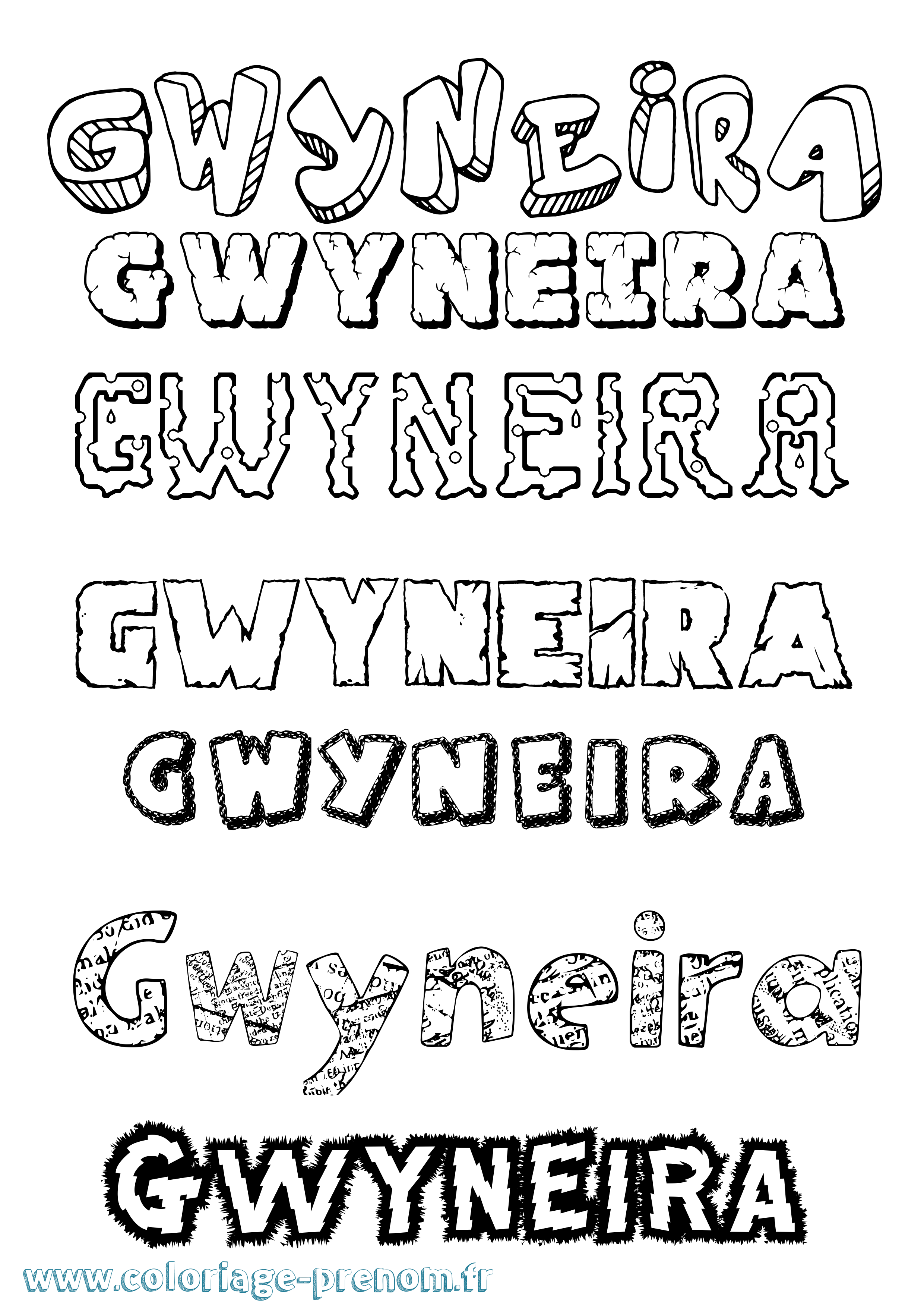 Coloriage Gwyneira Destructuré Coloriage prénom Gwyneira Destructuré