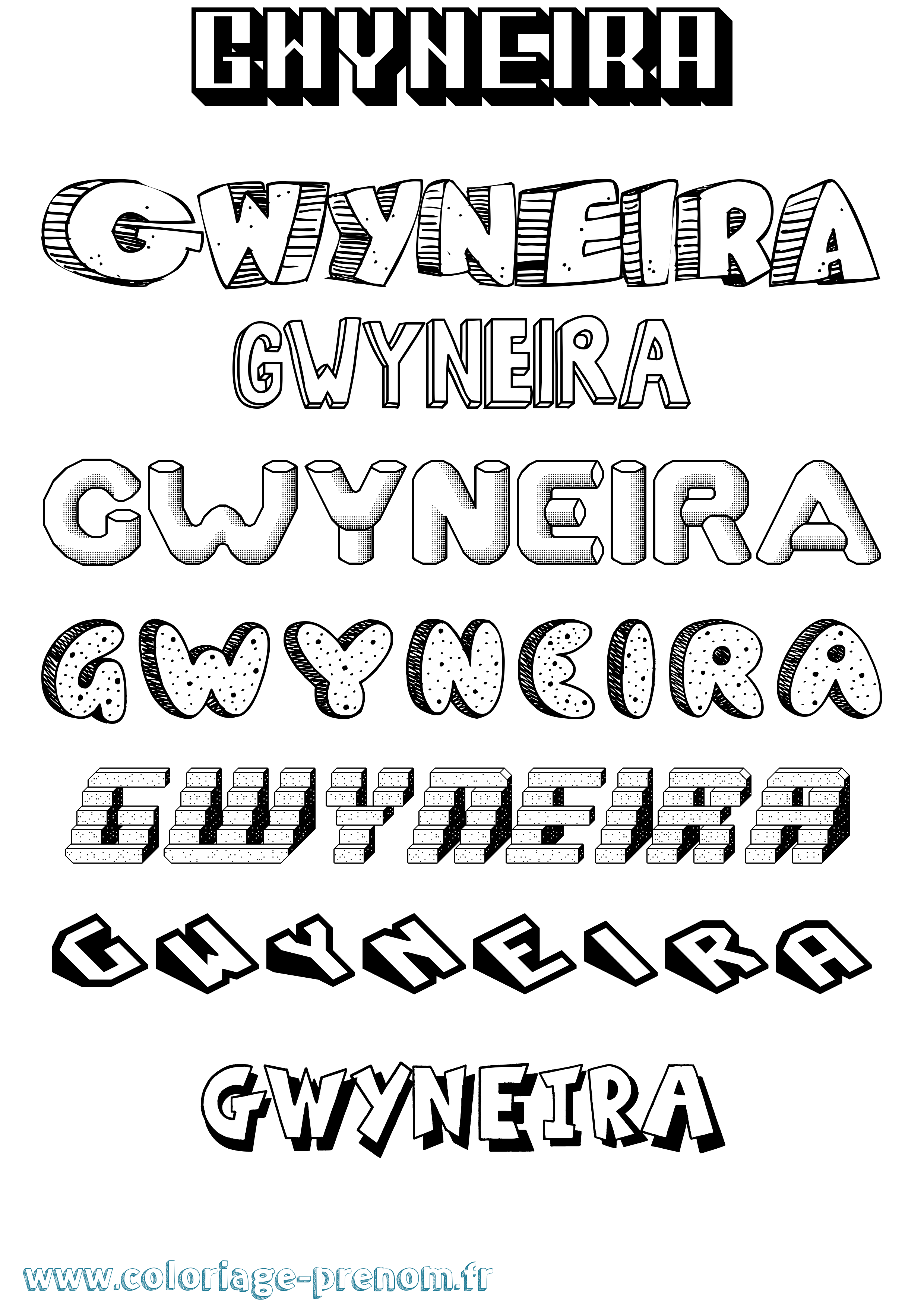 Coloriage Gwyneira Effet 3D Coloriage prénom Gwyneira Effet 3D