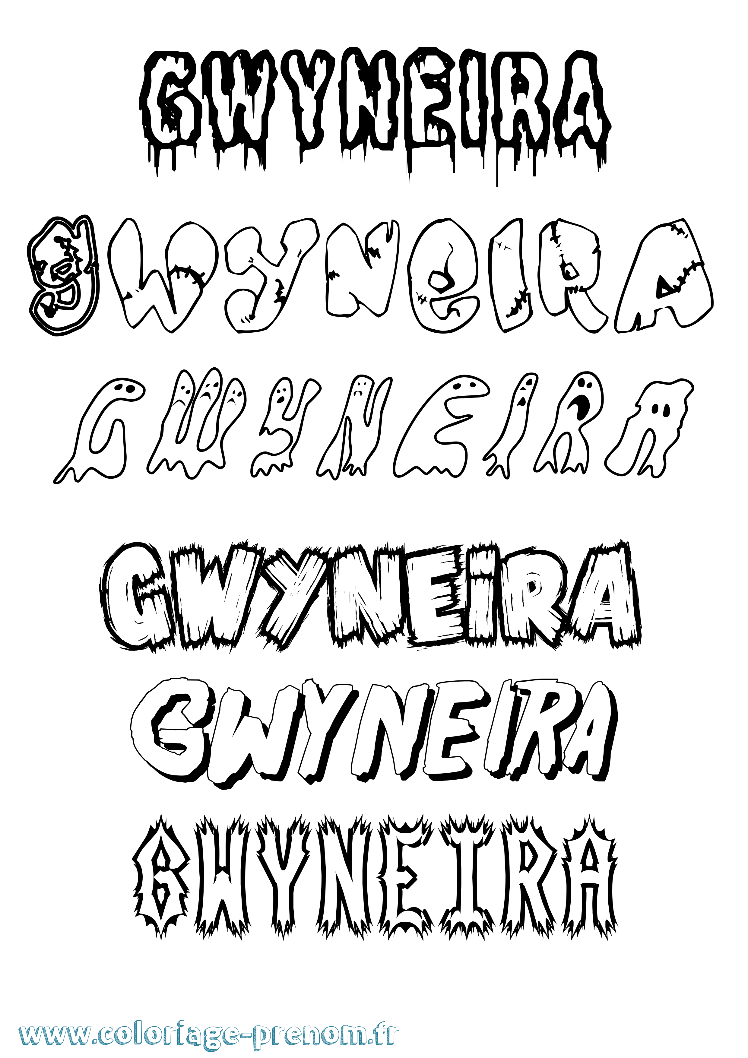 Coloriage Gwyneira Frisson Coloriage prénom Gwyneira Frisson