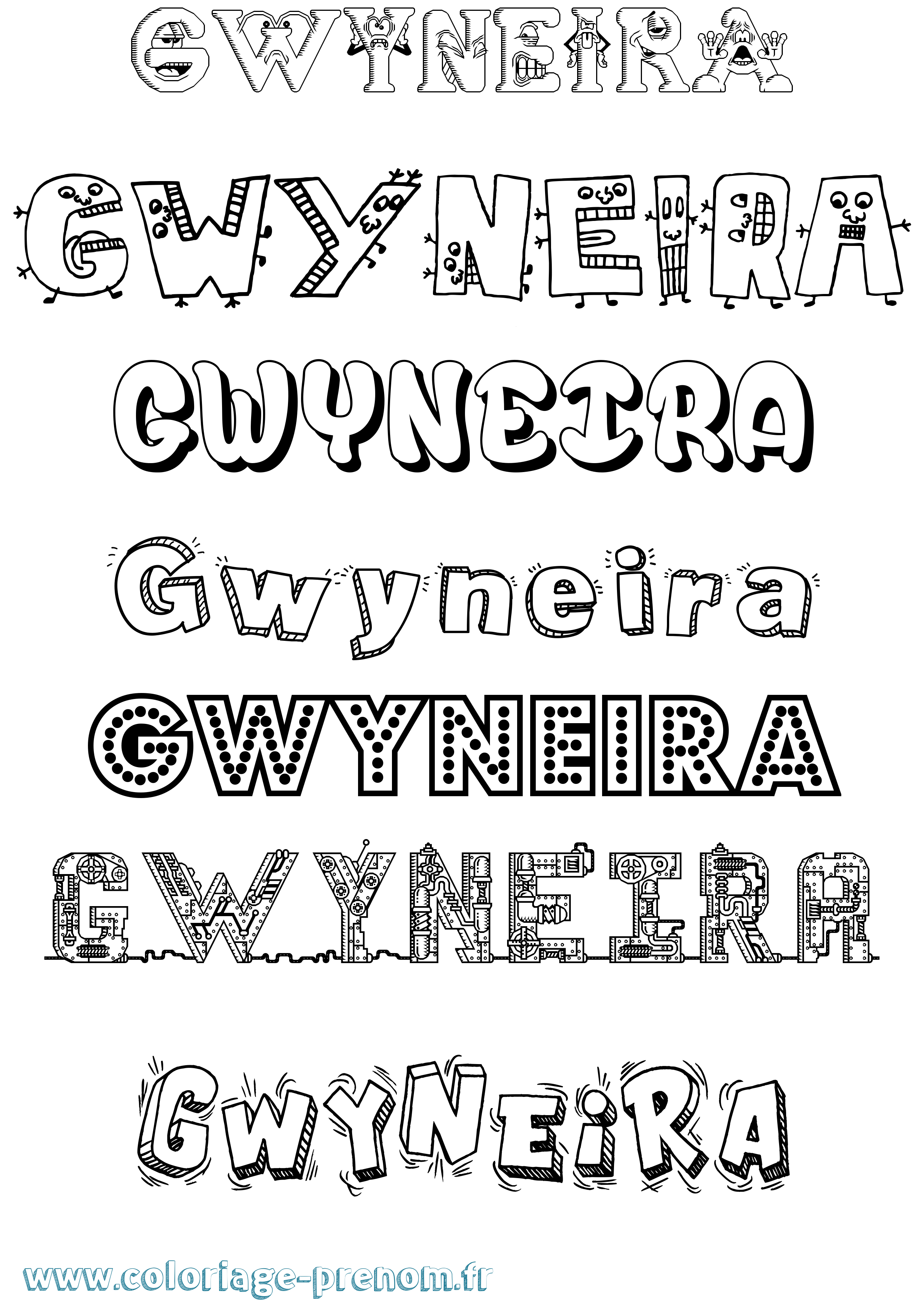 Coloriage Gwyneira Fun Coloriage prénom Gwyneira Fun