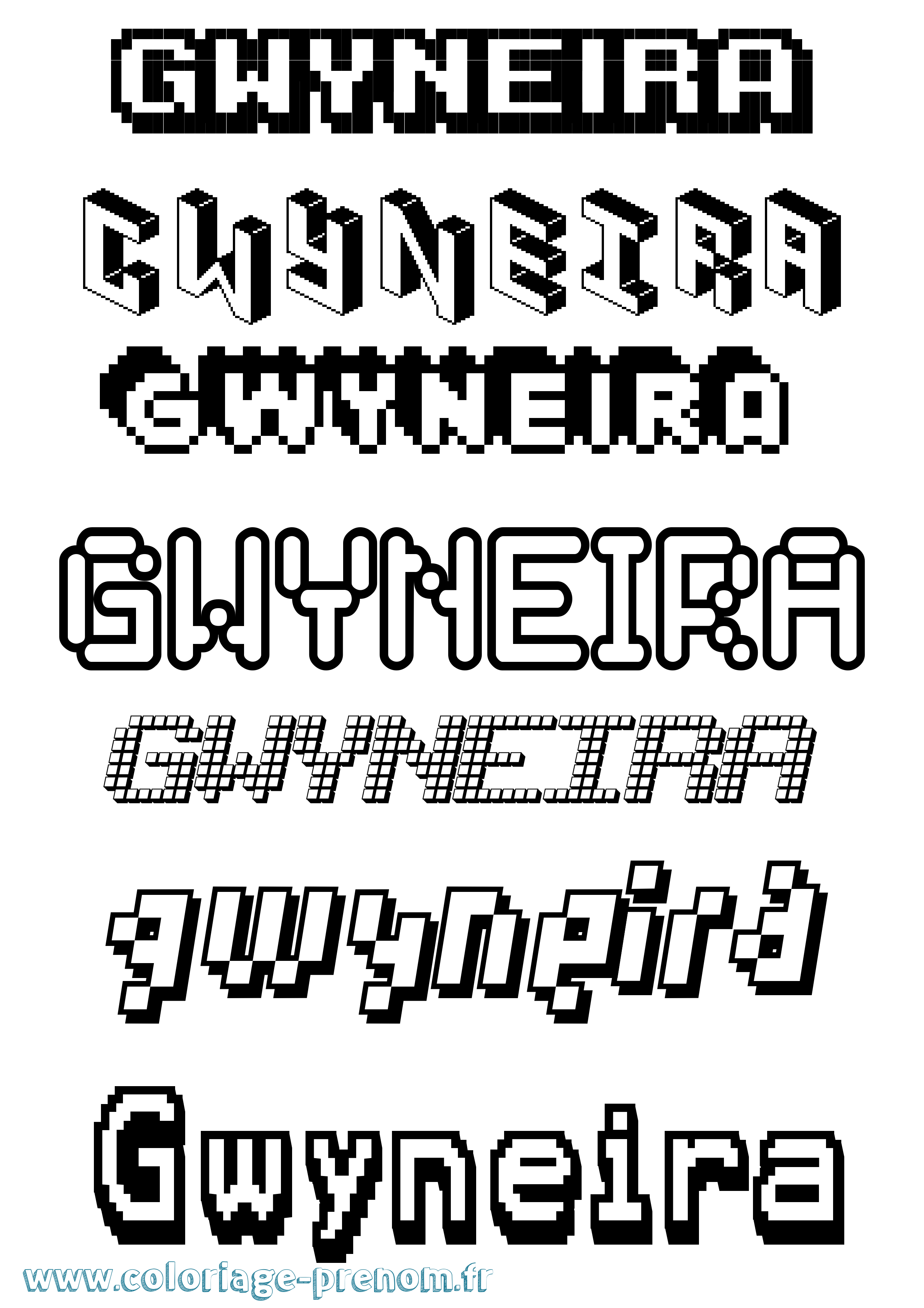 Coloriage Gwyneira Pixel Coloriage prénom Gwyneira Pixel