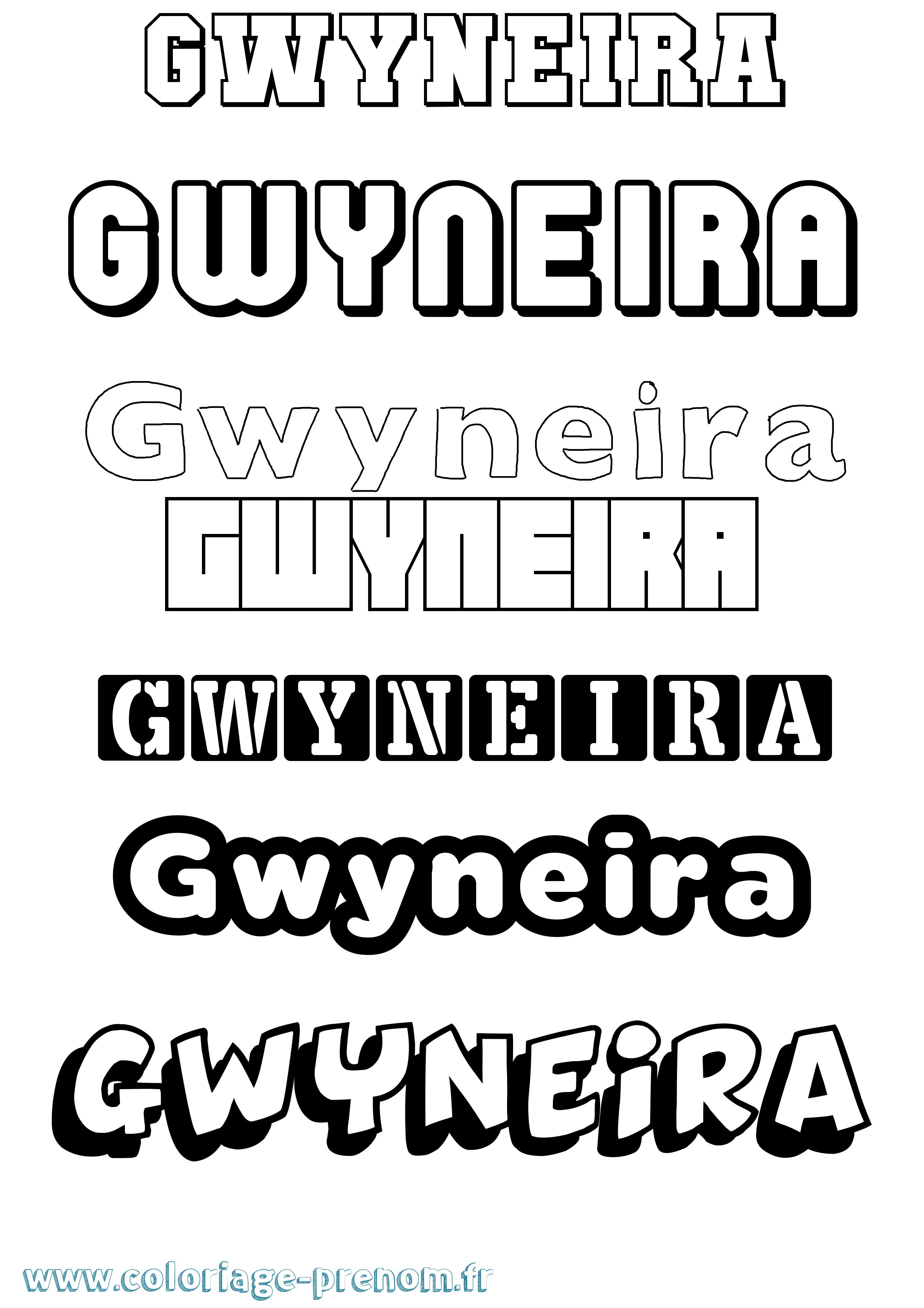 Coloriage Gwyneira Simple Coloriage prénom Gwyneira Simple