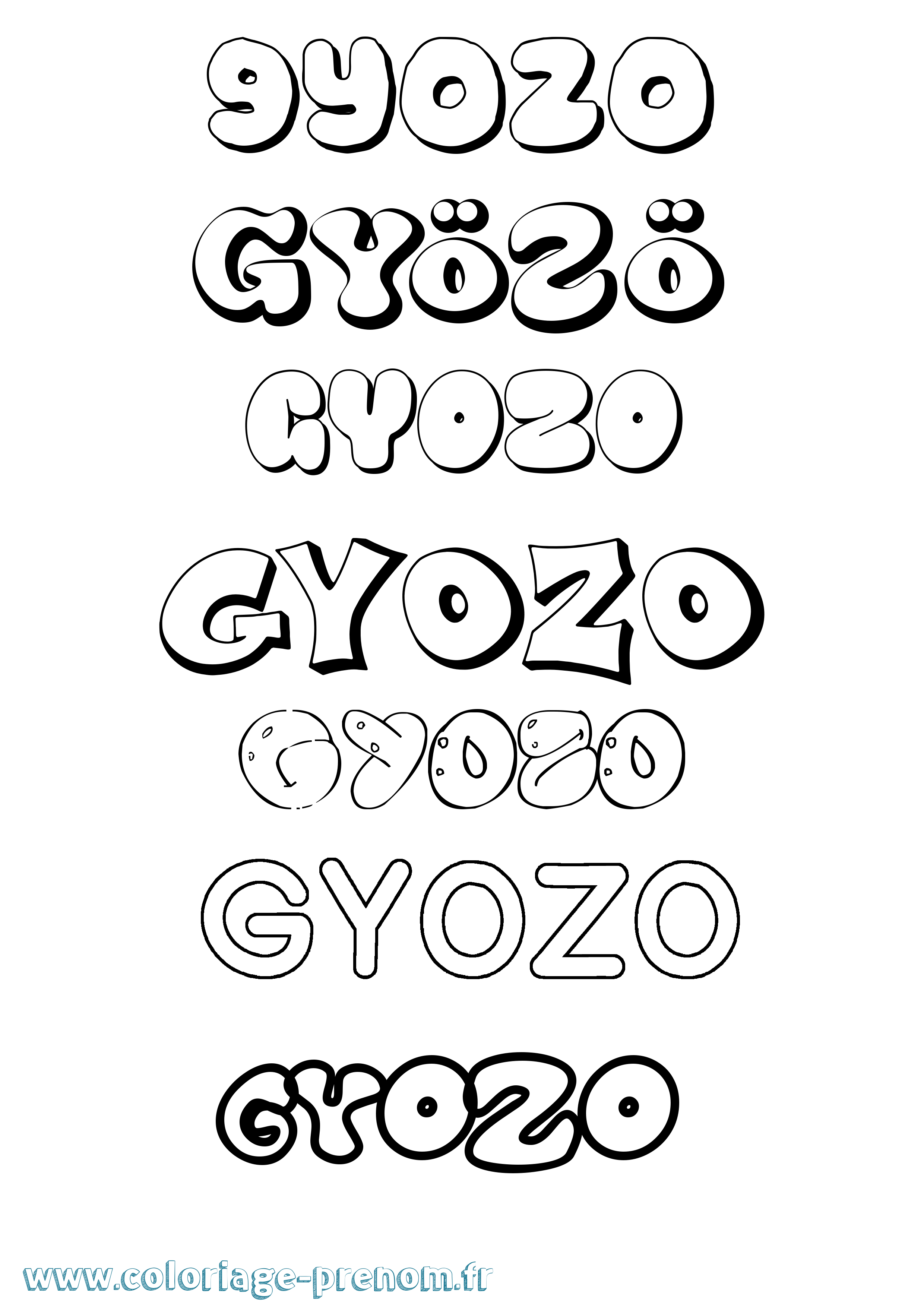 Coloriage Gyözö Bubble Coloriage prénom Gyözö Bubble