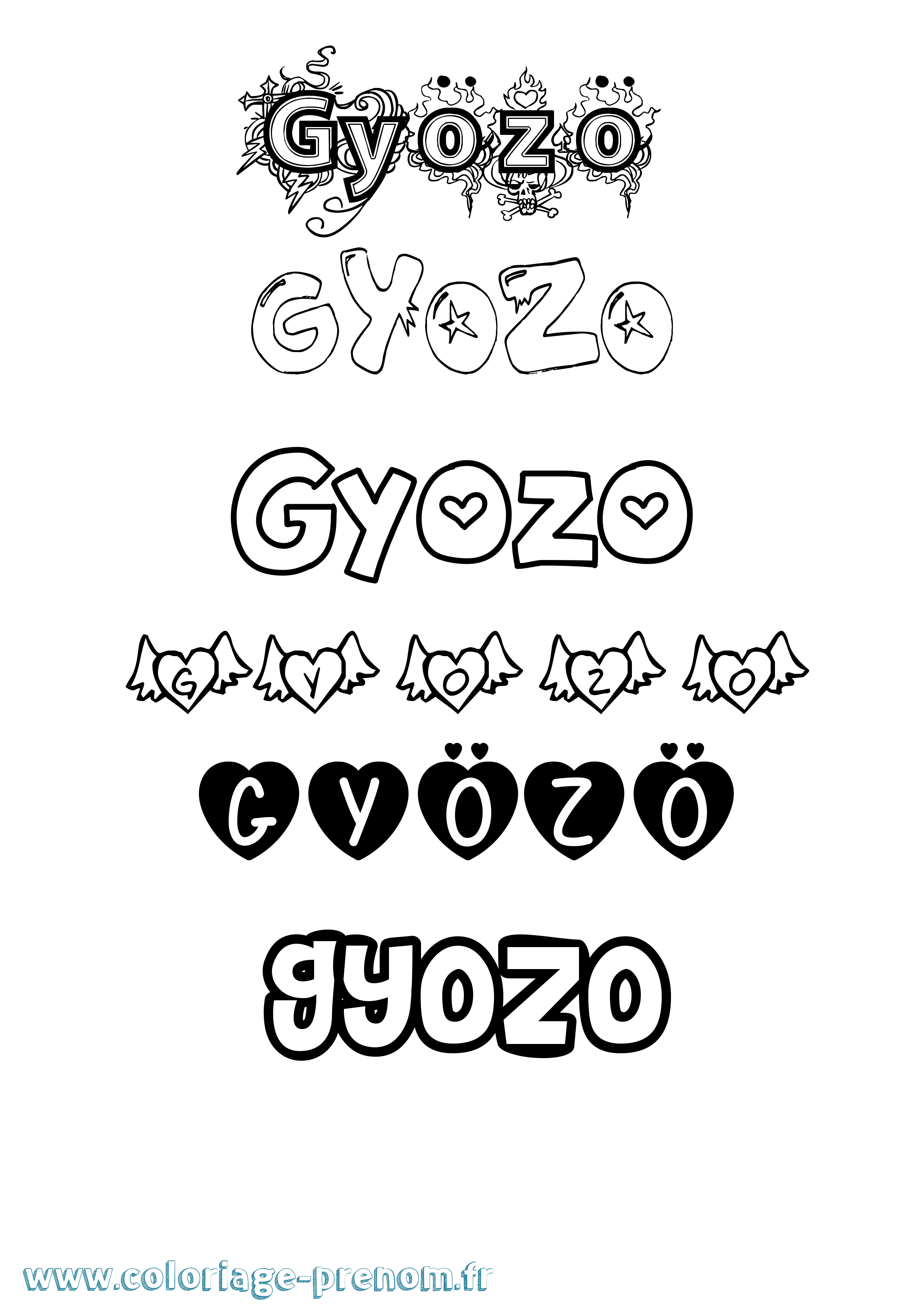 Coloriage Gyözö Girly Coloriage prénom Gyözö Girly