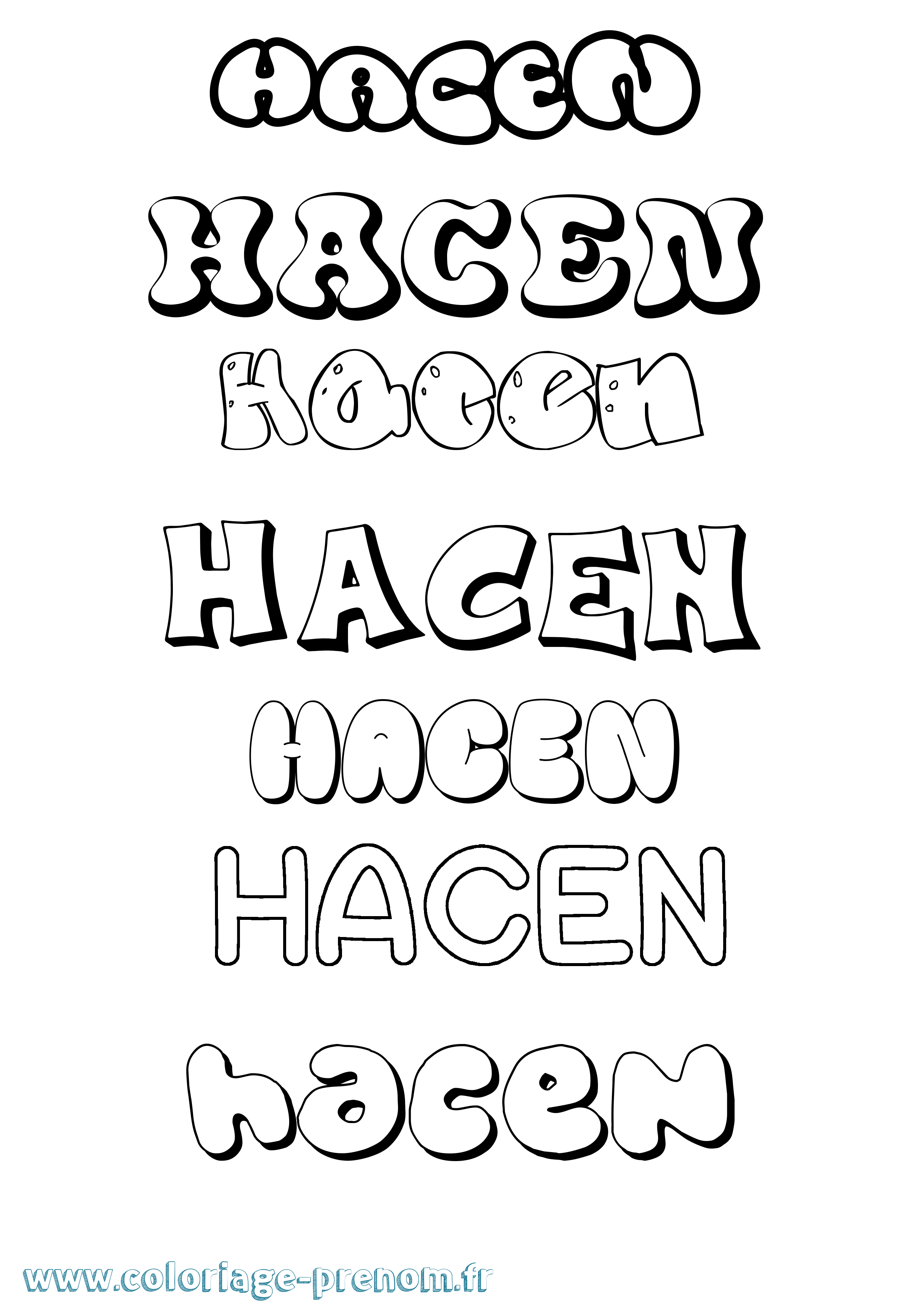 Coloriage Hacen Bubble Coloriage prénom Hacen Bubble