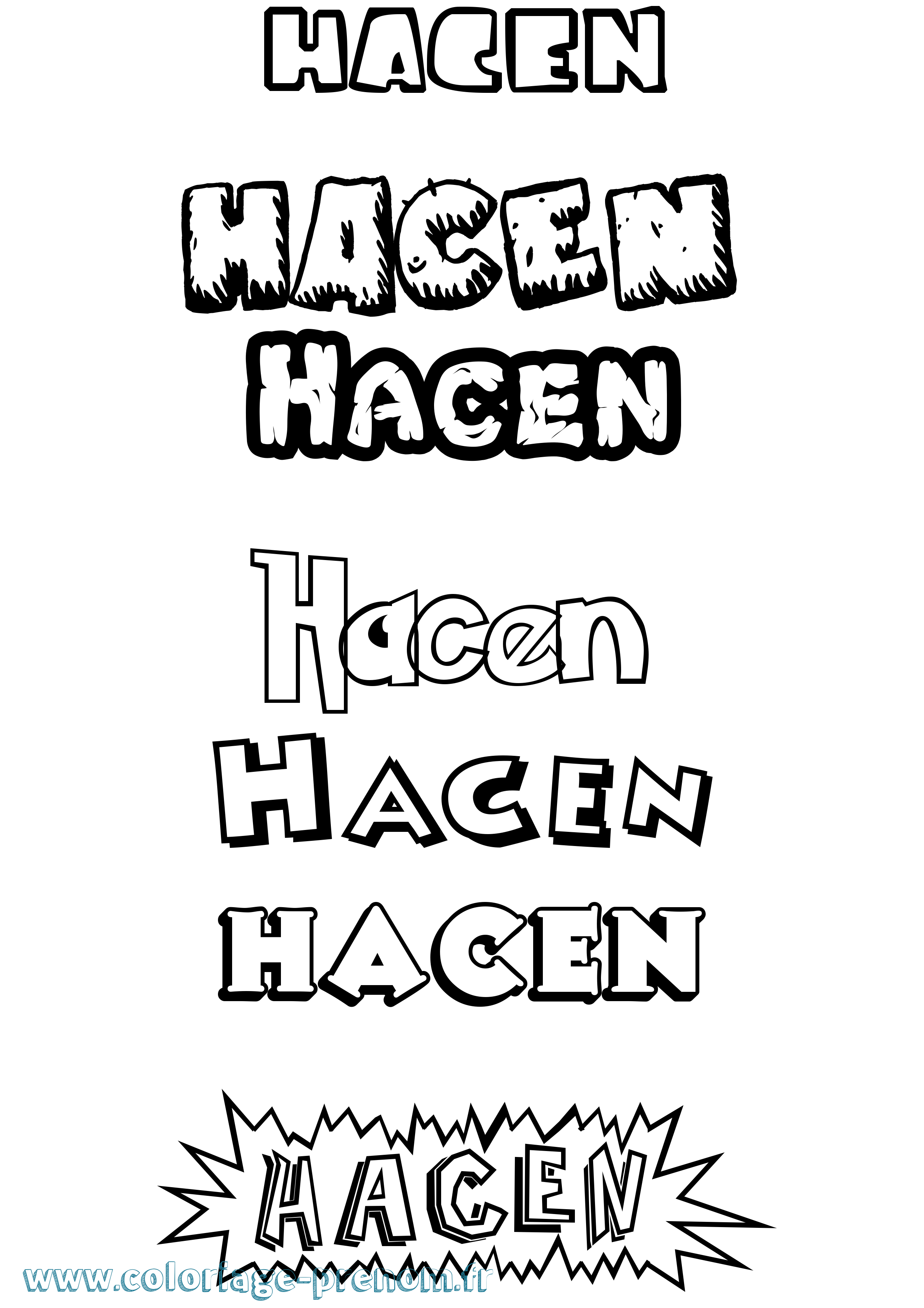 Coloriage Hacen Dessin Animé Coloriage prénom Hacen Dessin Animé