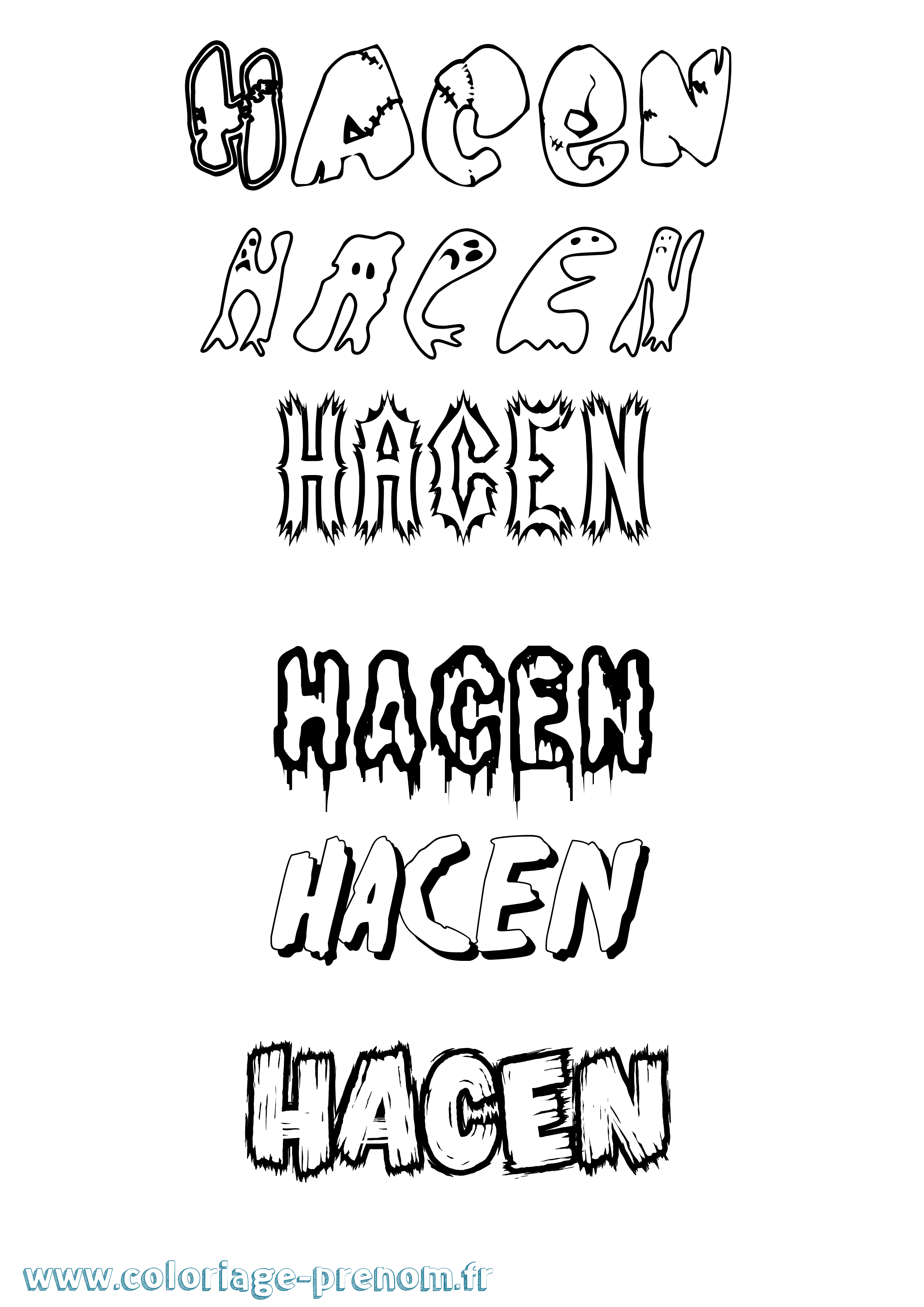 Coloriage Hacen Frisson Coloriage prénom Hacen Frisson