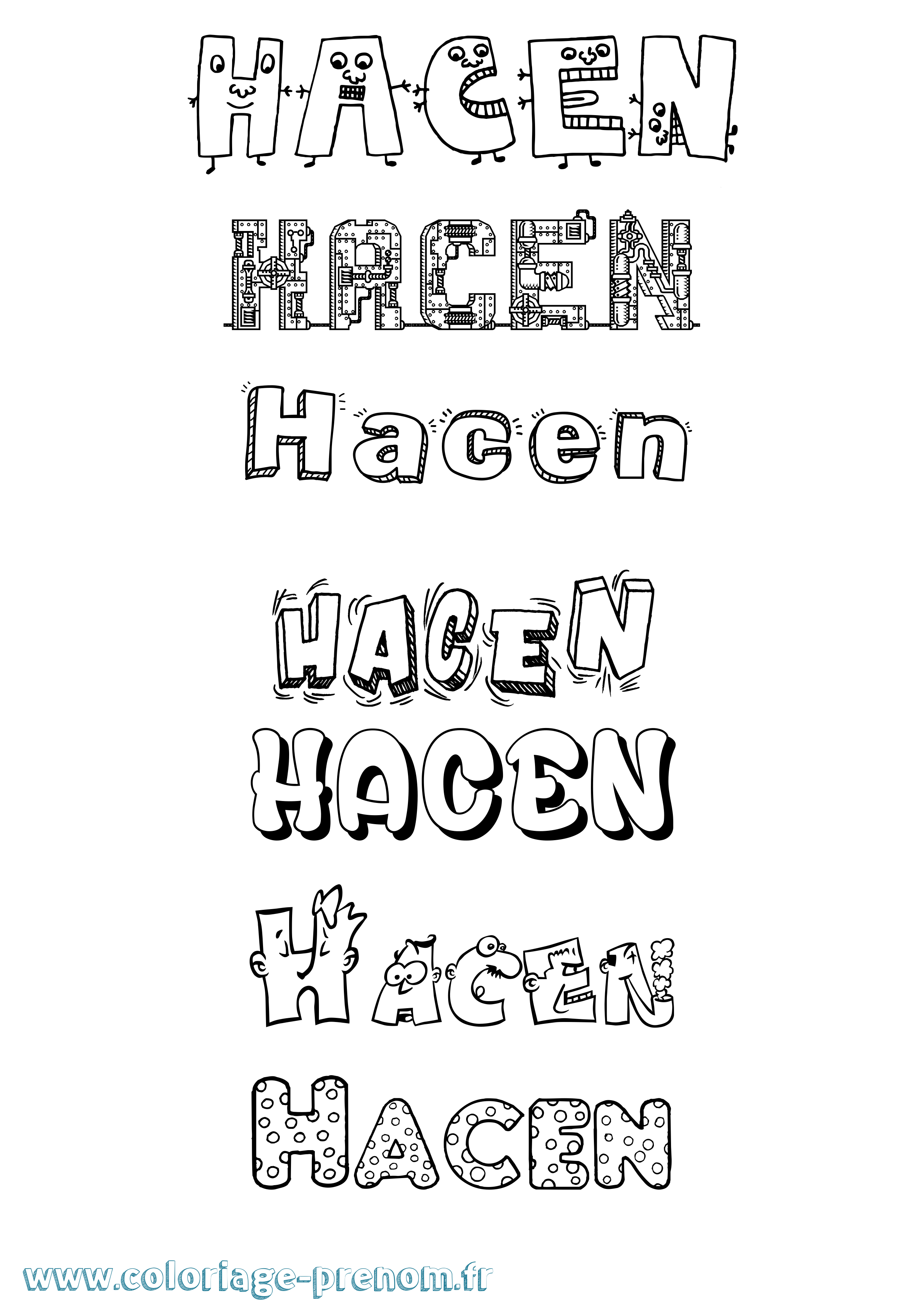 Coloriage Hacen Fun Coloriage prénom Hacen Fun