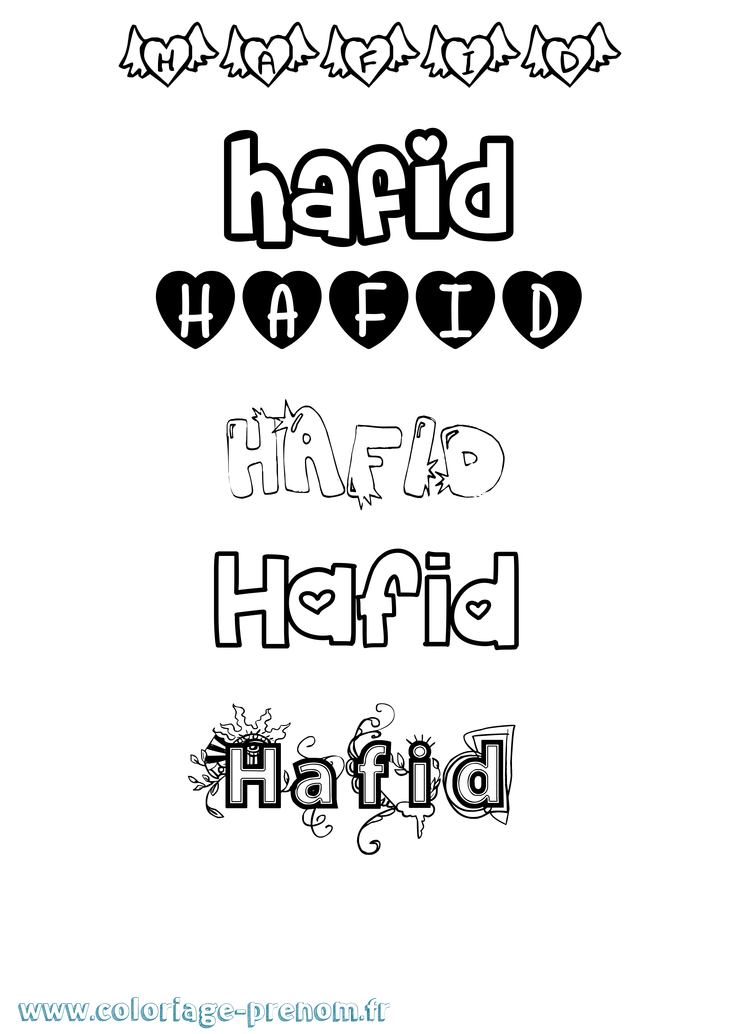 Coloriage Hafid Girly Coloriage prénom Hafid Girly