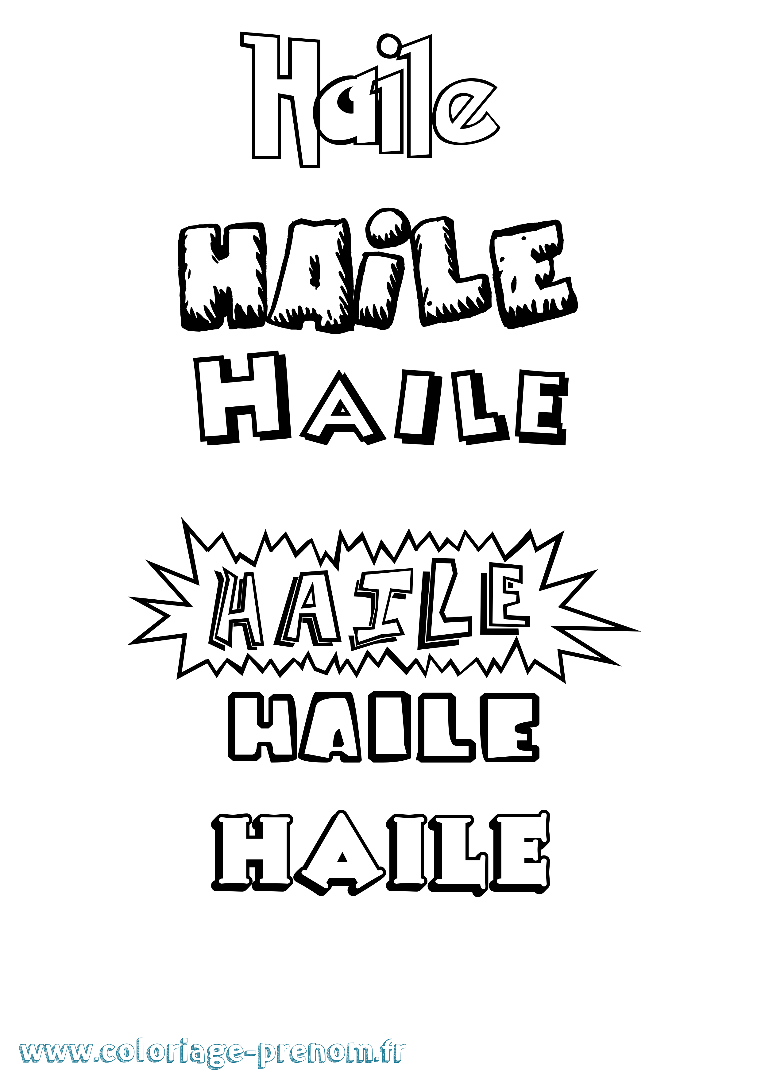 Coloriage Haile Dessin Animé Coloriage prénom Haile Dessin Animé