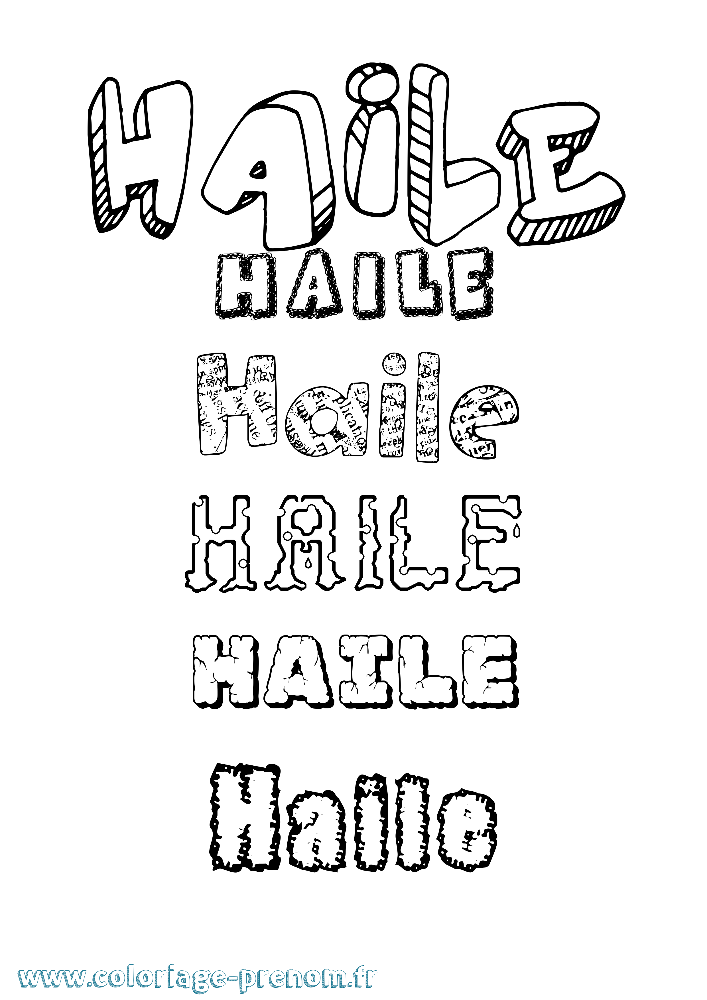 Coloriage Haile Destructuré Coloriage prénom Haile Destructuré