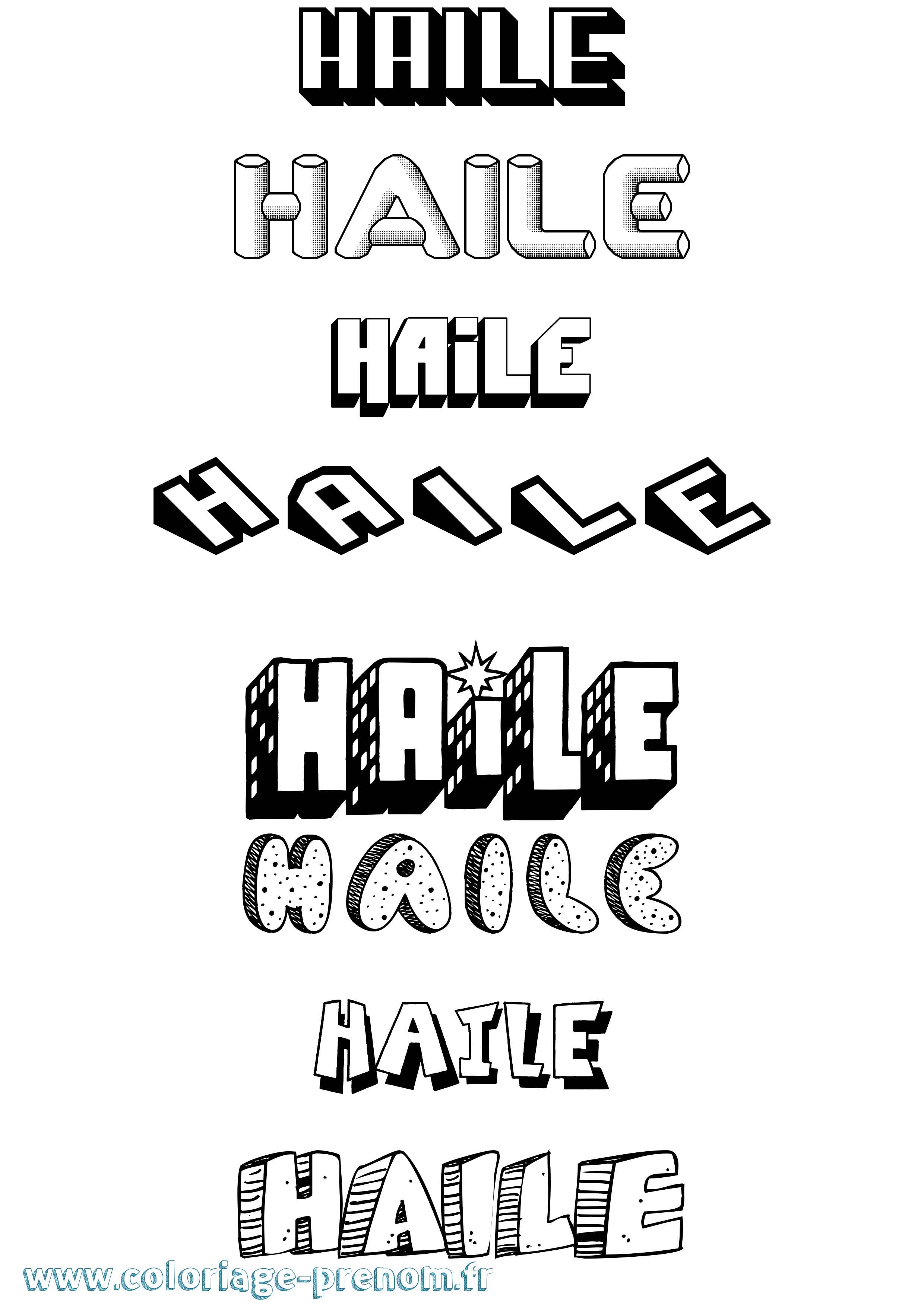 Coloriage Haile Effet 3D Coloriage prénom Haile Effet 3D