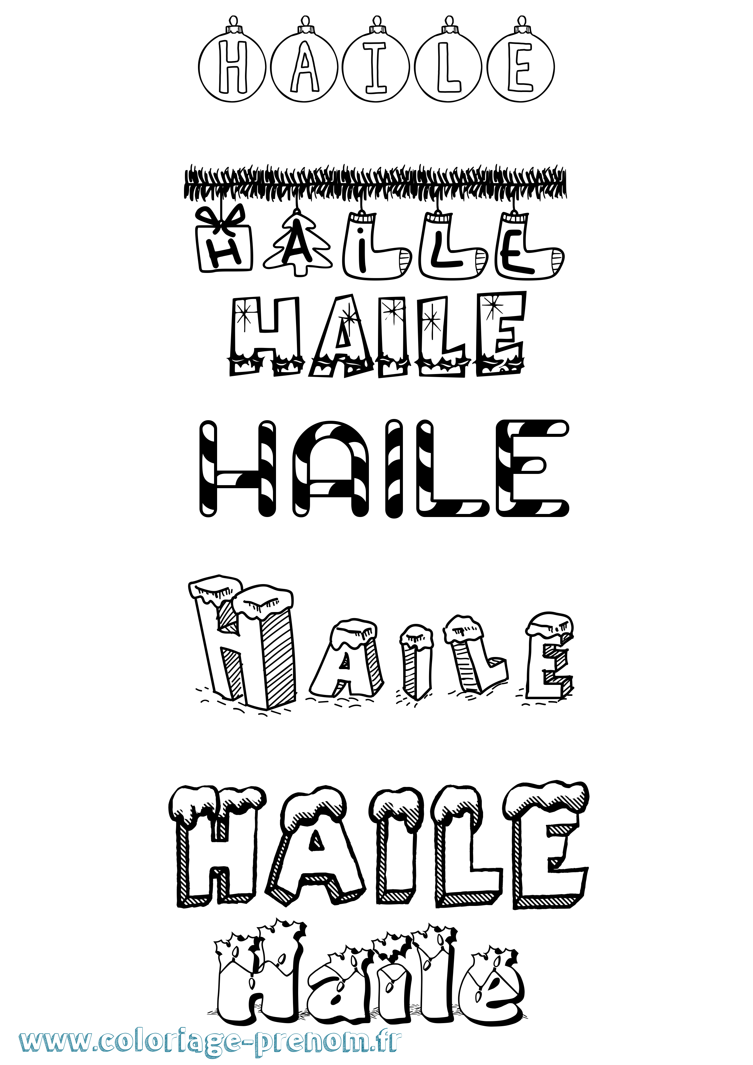 Coloriage Haile Noël Coloriage prénom Haile Noël