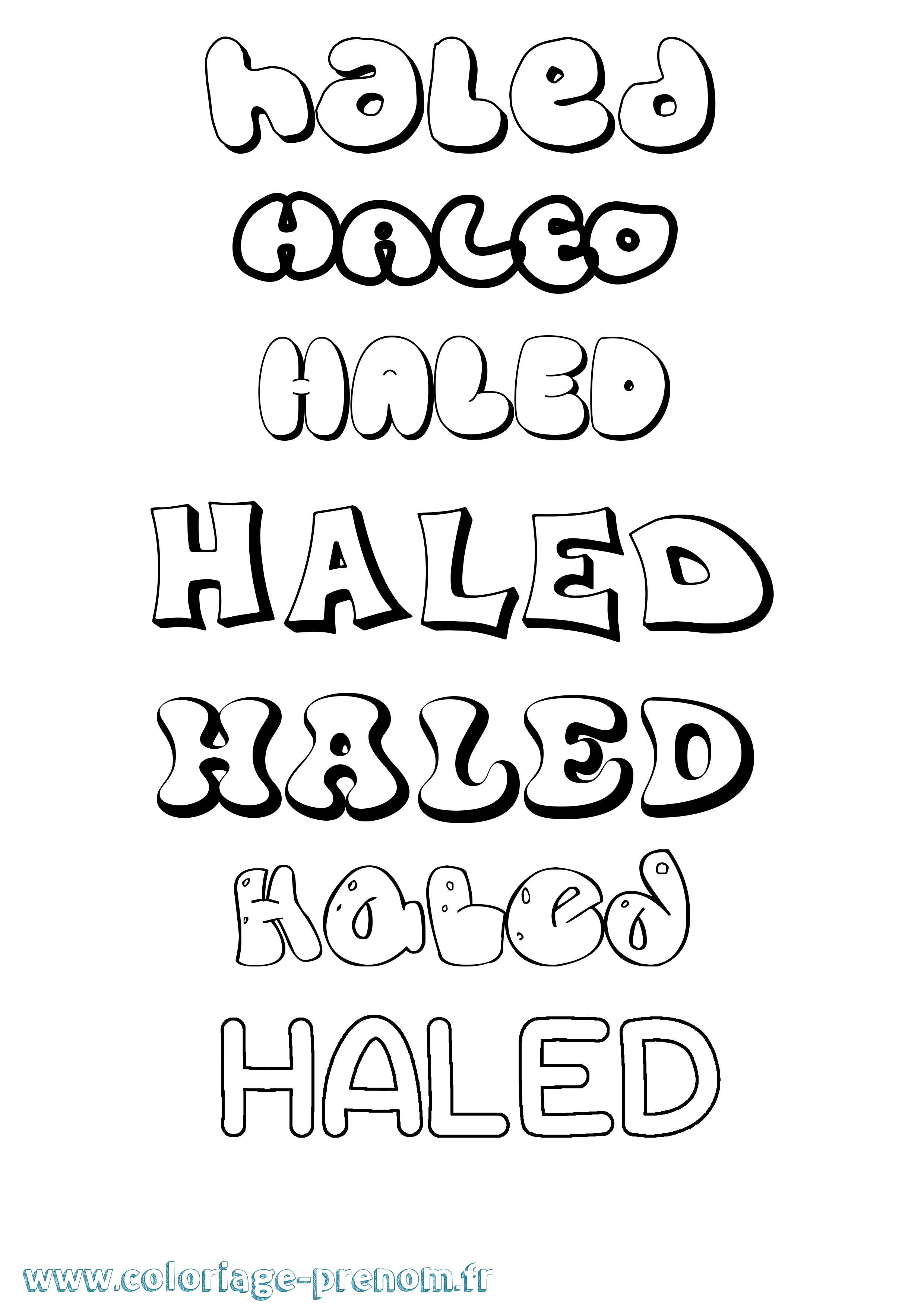 Coloriage Haled Bubble Coloriage prénom Haled Bubble