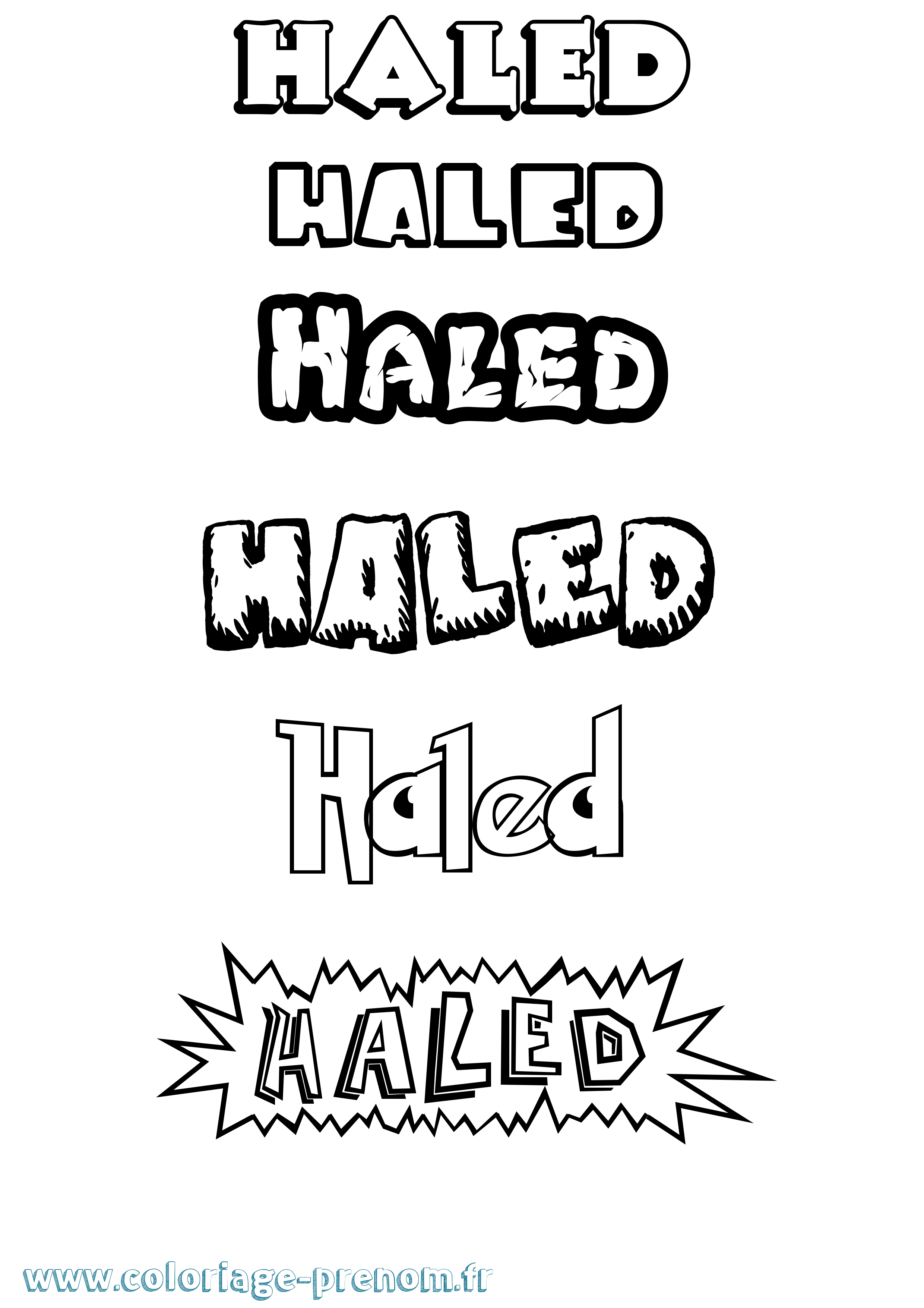 Coloriage Haled Dessin Animé Coloriage prénom Haled Dessin Animé