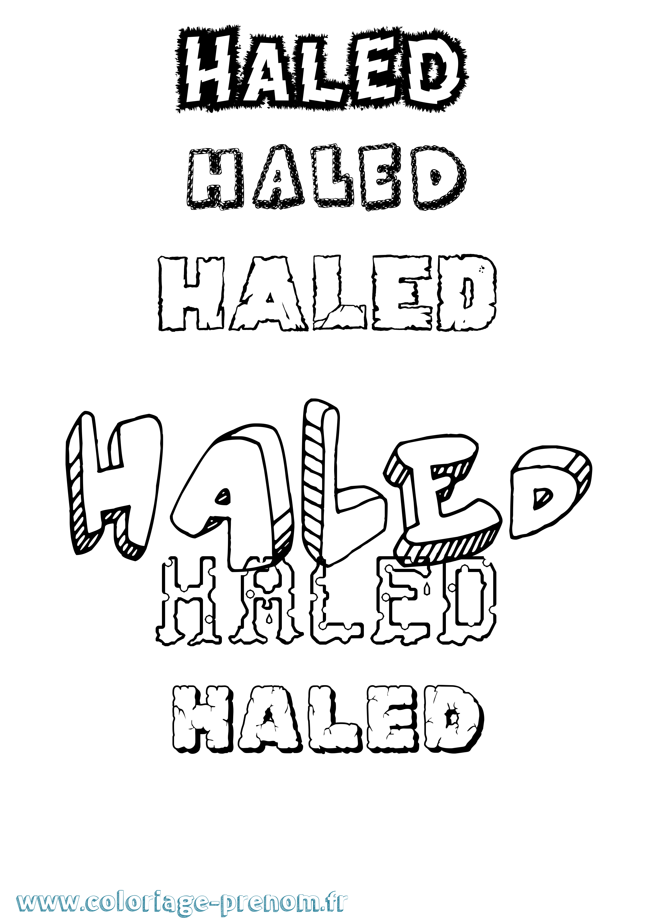 Coloriage Haled Destructuré Coloriage prénom Haled Destructuré