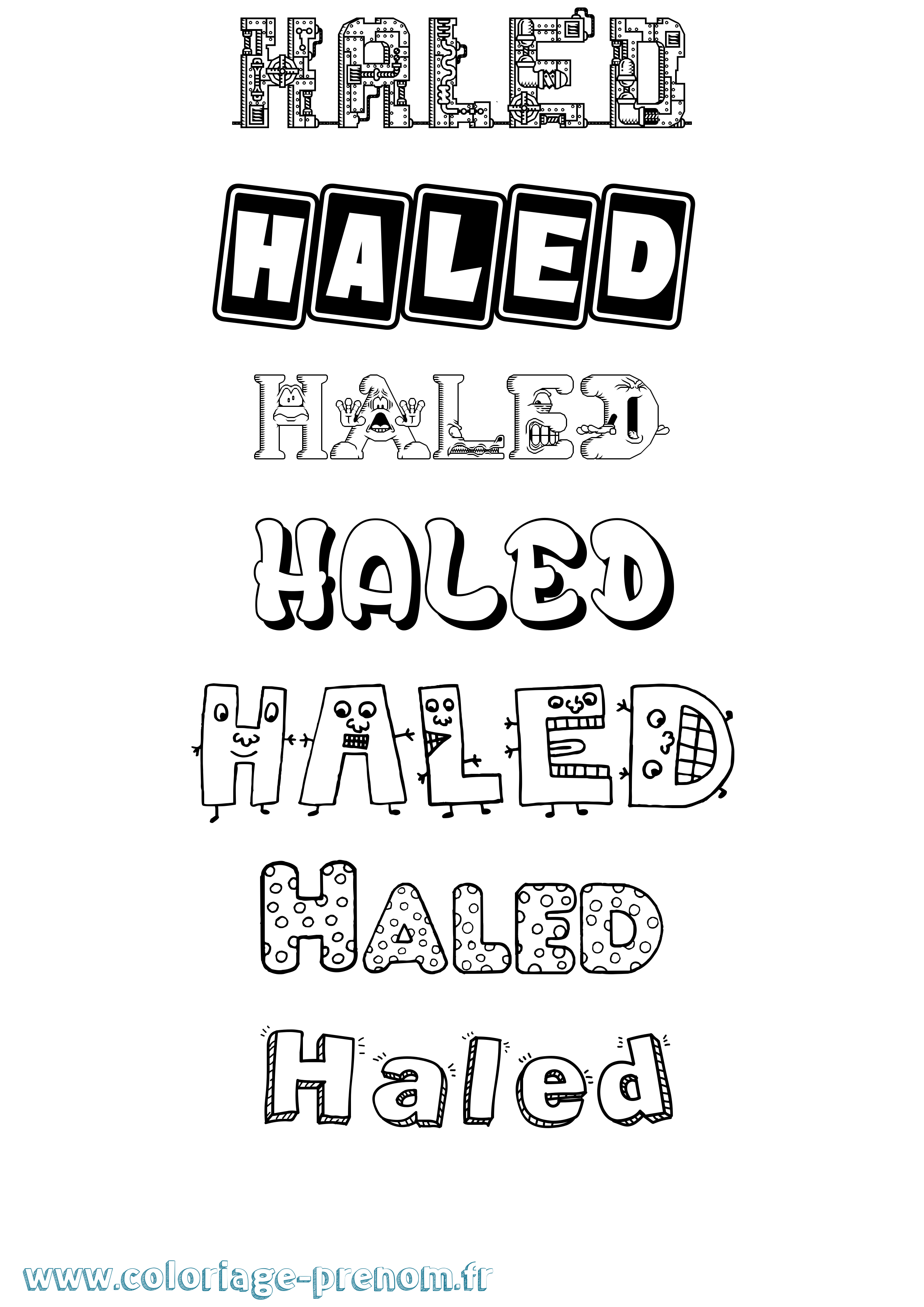 Coloriage Haled Fun Coloriage prénom Haled Fun