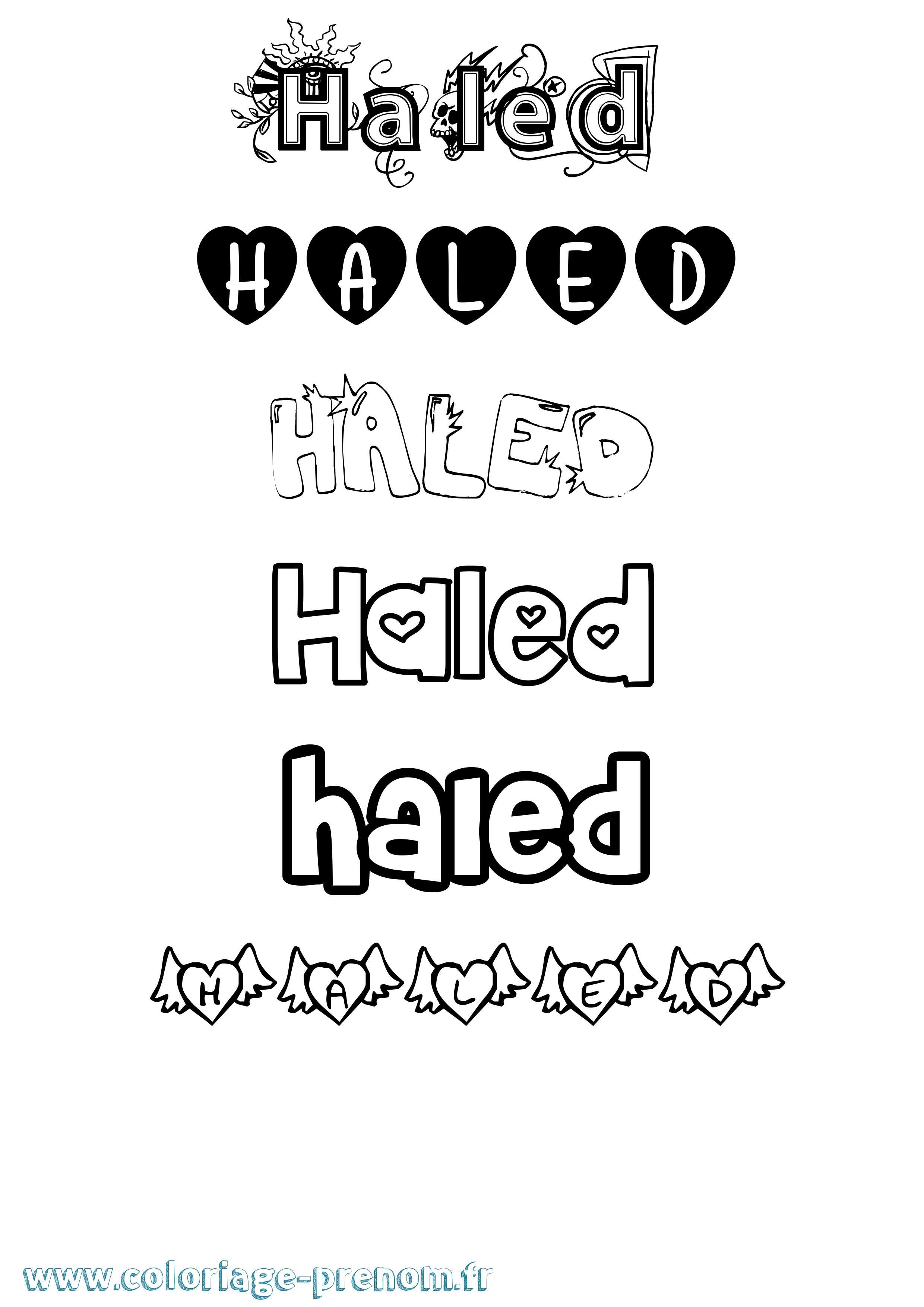 Coloriage Haled Girly Coloriage prénom Haled Girly