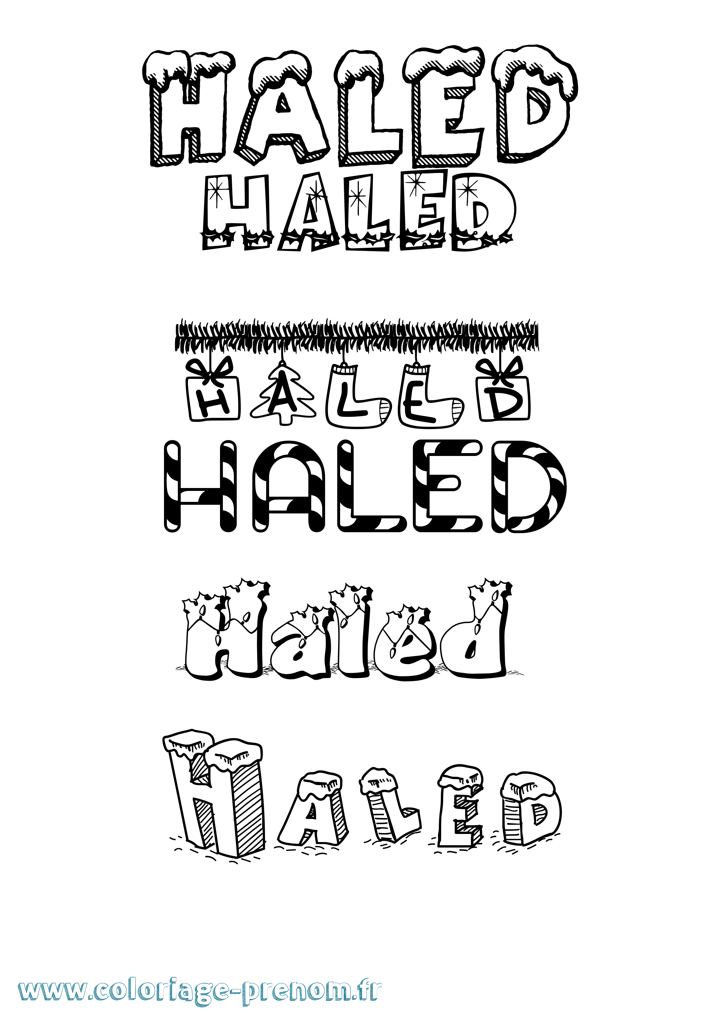 Coloriage Haled Noël Coloriage prénom Haled Noël