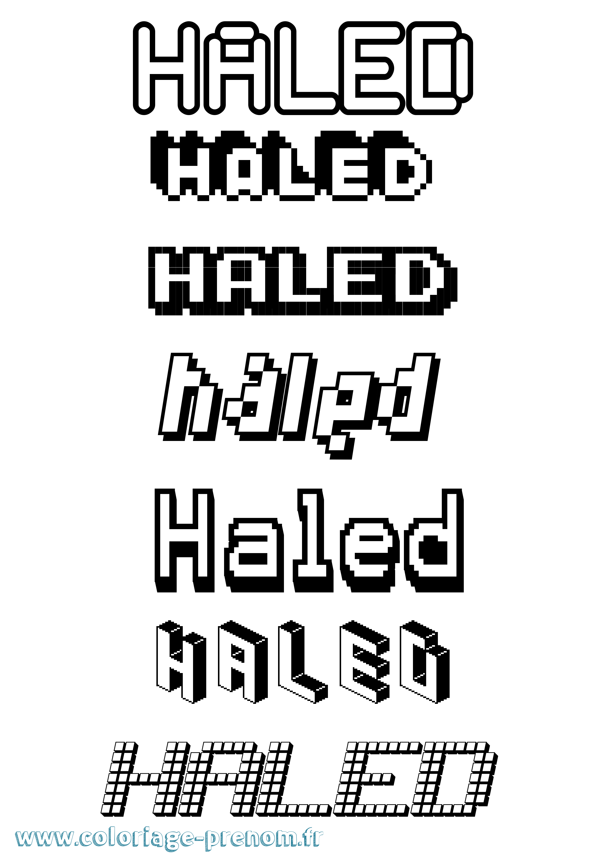 Coloriage Haled Pixel Coloriage prénom Haled Pixel